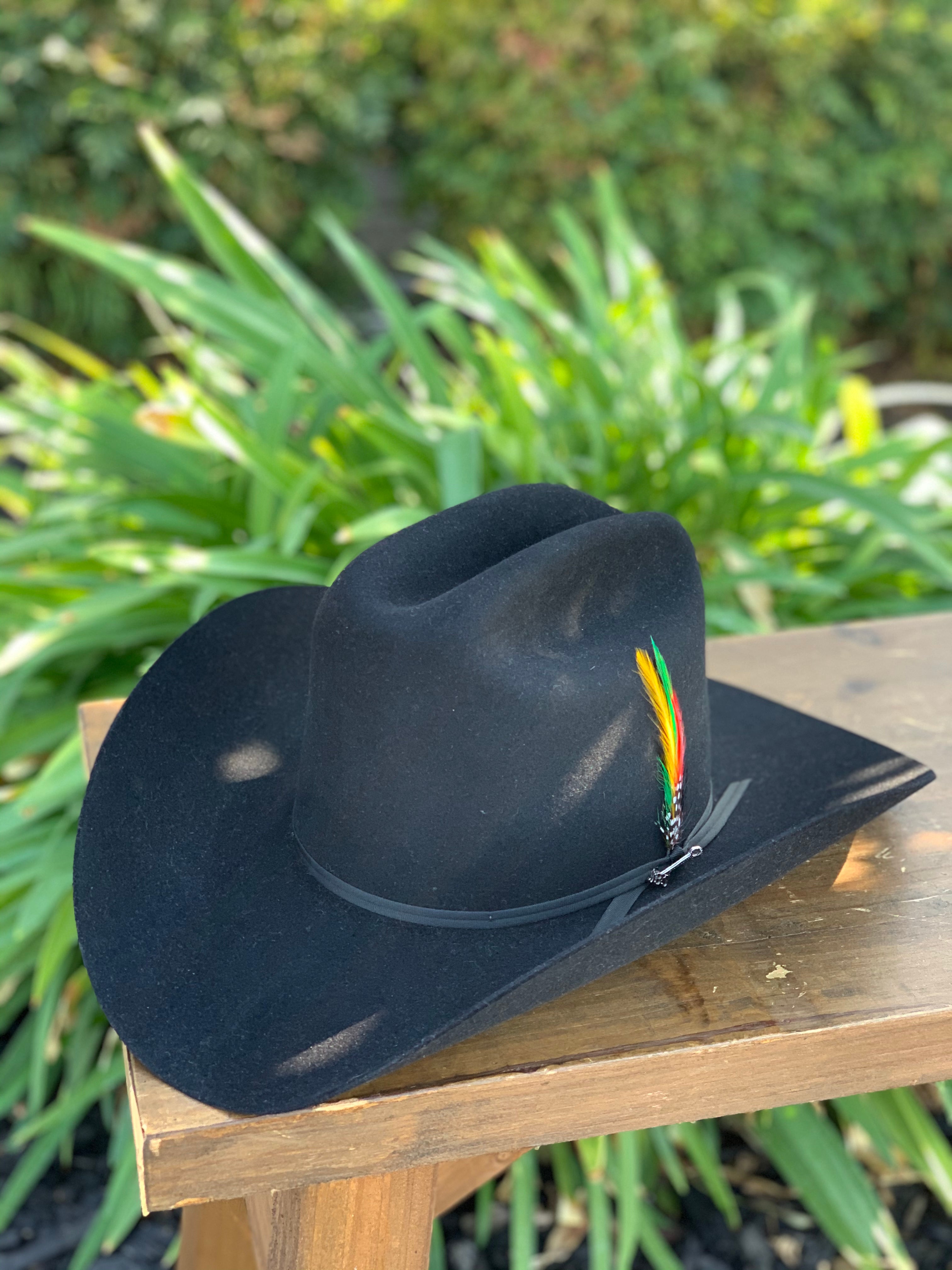 S.T 6x Rancher Black Cowboy Felt Hat (Copa Alta Falda/Brim 4")