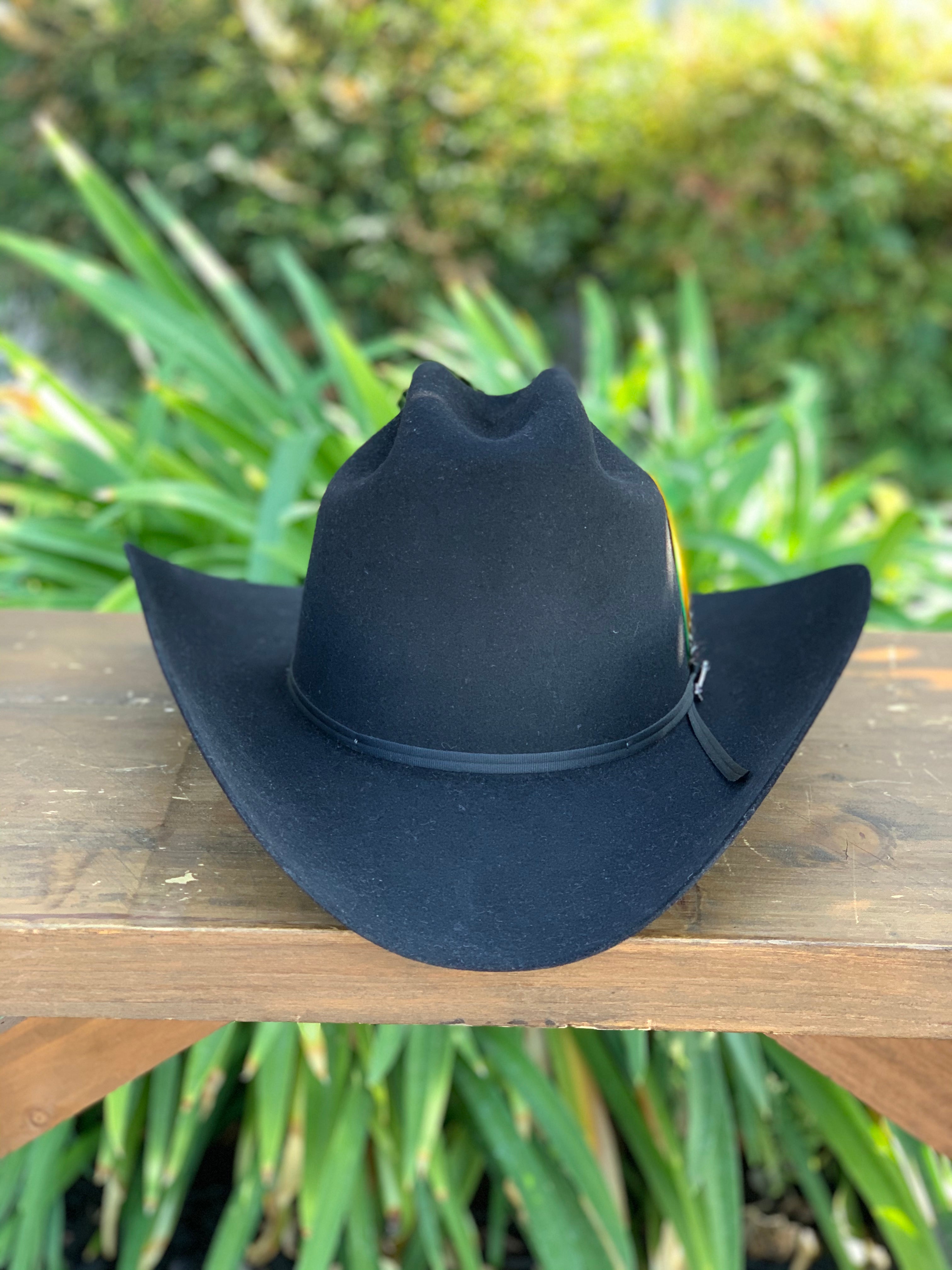 S.T 6x Rancher Black Cowboy Felt Hat (Copa Alta Falda/Brim 4")