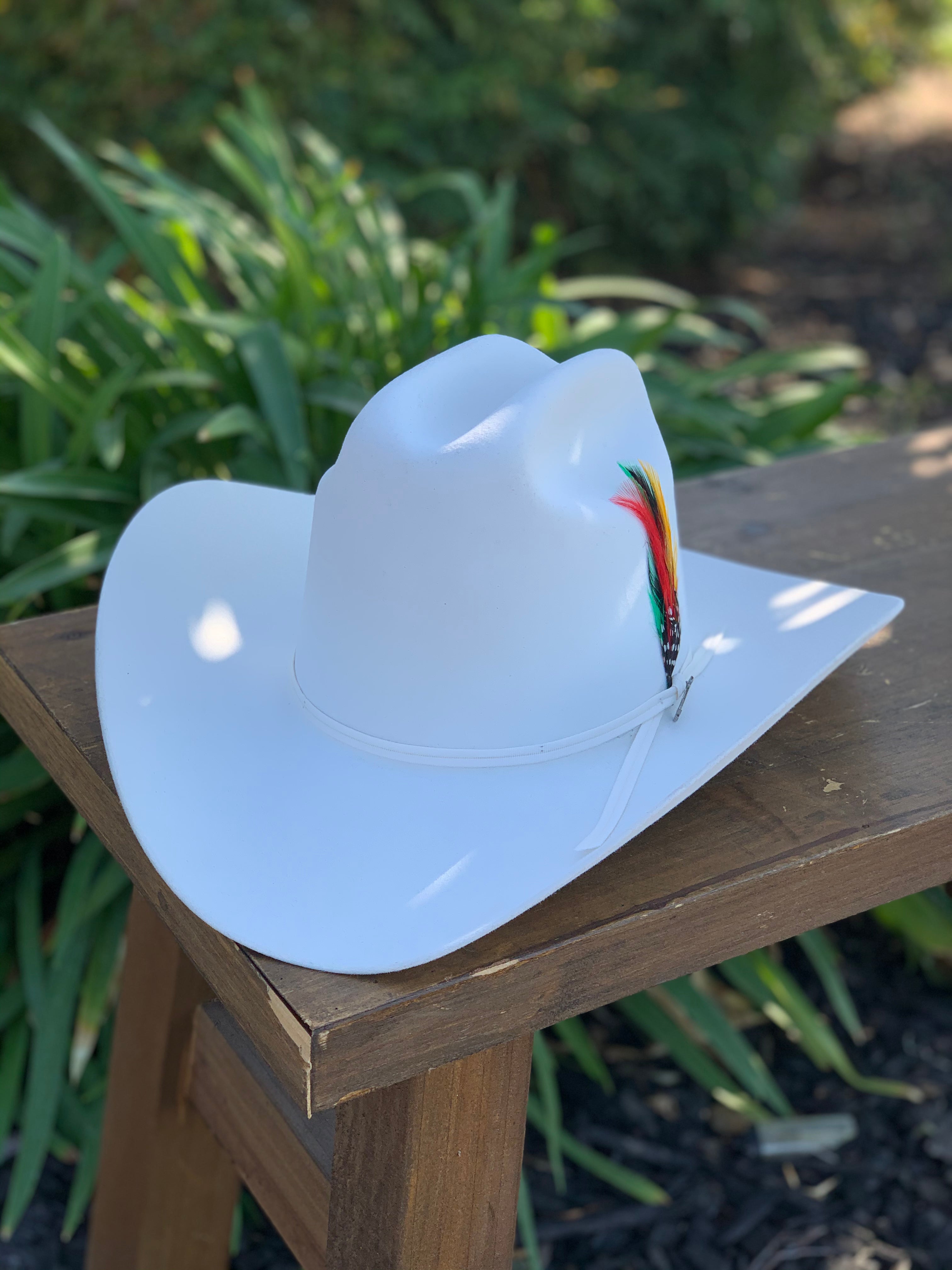S.T 6x Rancher Premium White Cowboy Felt Hat (Copa Alta Falda/Brim 4")