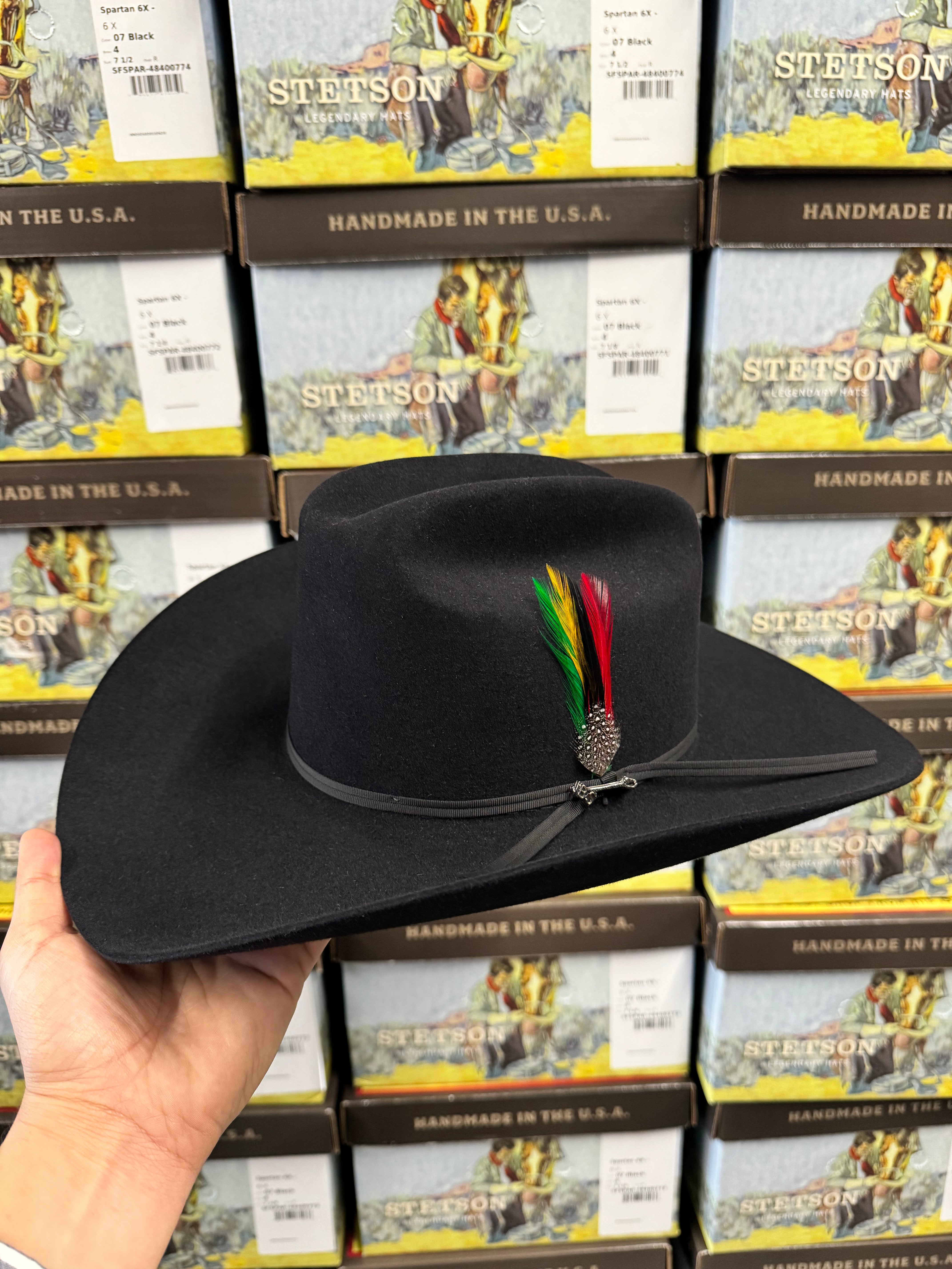 S.T 6x Spartan Black Cowboy Felt Hat (Copa Chica Falda/Brim 4")