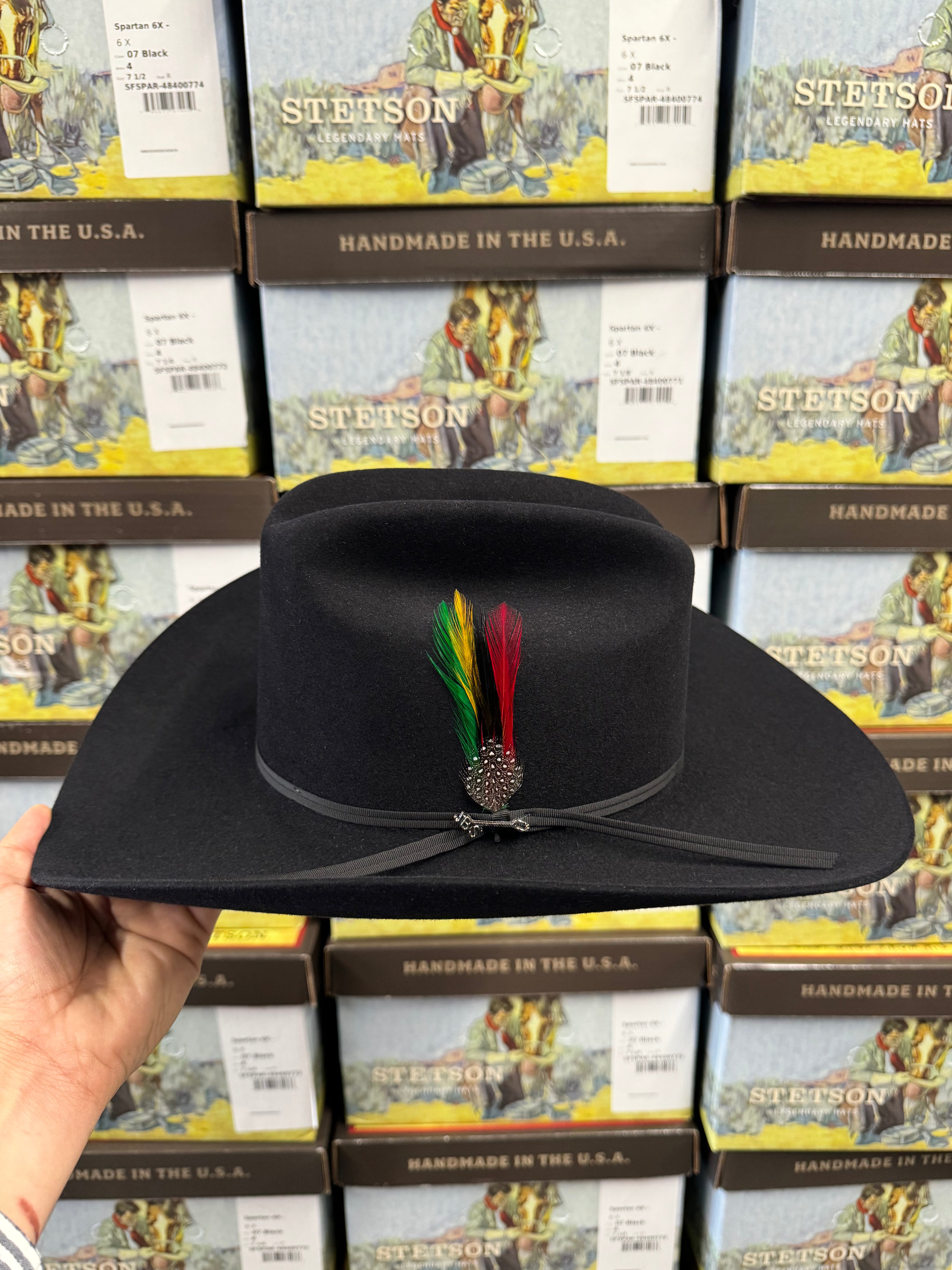 S.T 6x Spartan Black Cowboy Felt Hat (Copa Chica Falda/Brim 4")