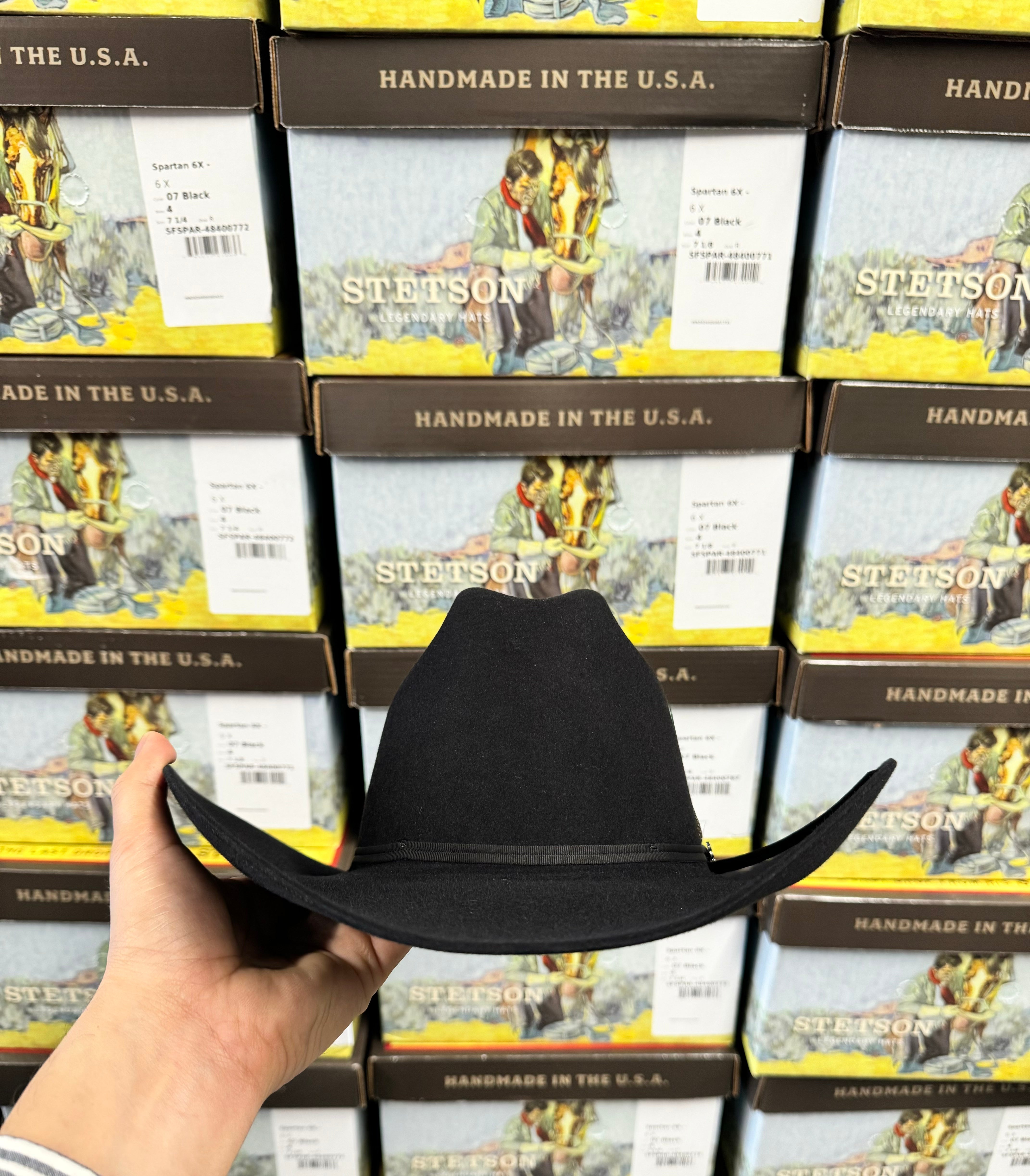 S.T 6x Spartan Black Cowboy Felt Hat (Copa Chica Falda/Brim 4")