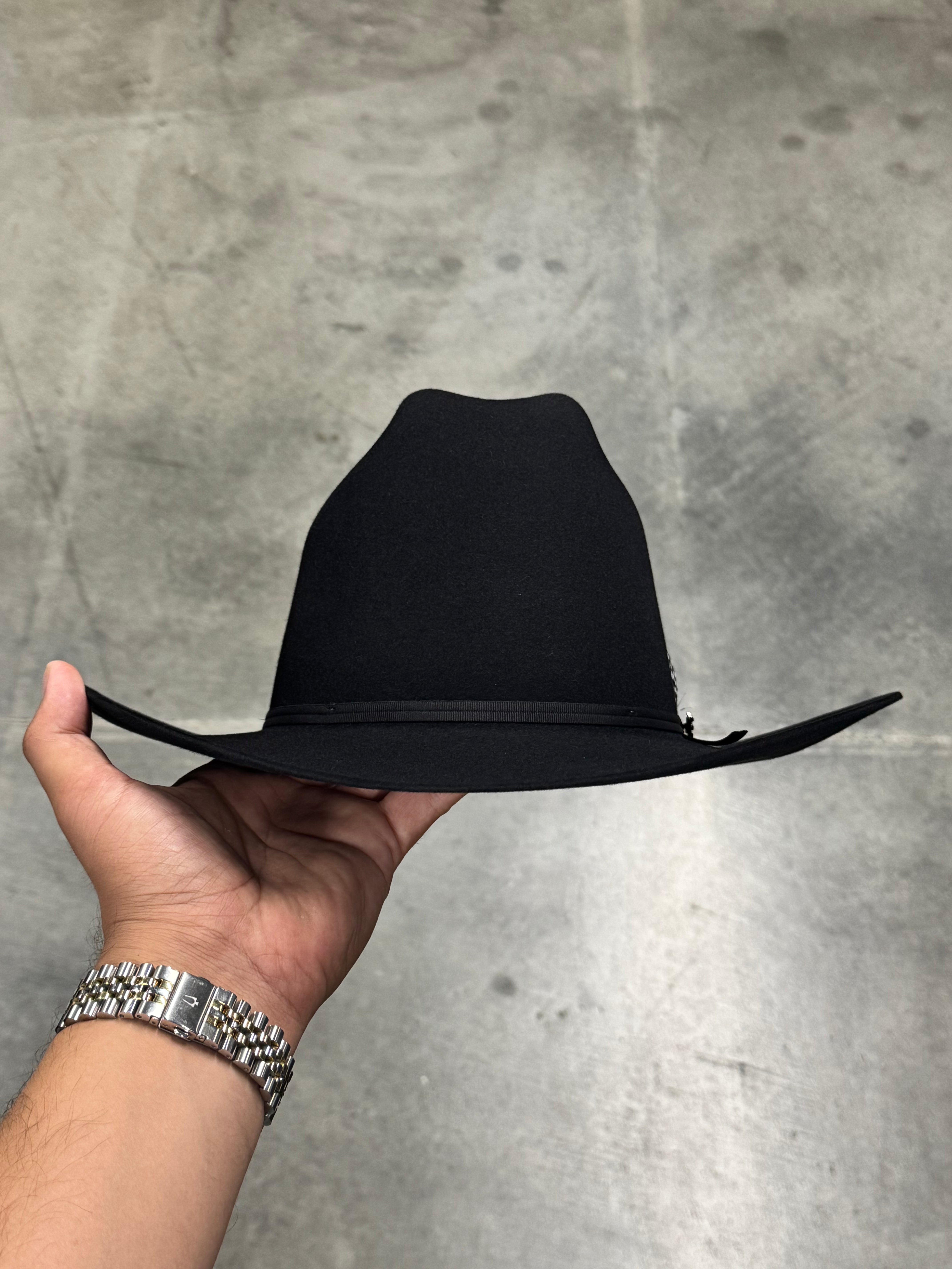 S.T 6x Rancher Black Cowboy Felt Hat Sinaloa (Copa Alta Falda/Brim 3.5") (Diamante Negro)