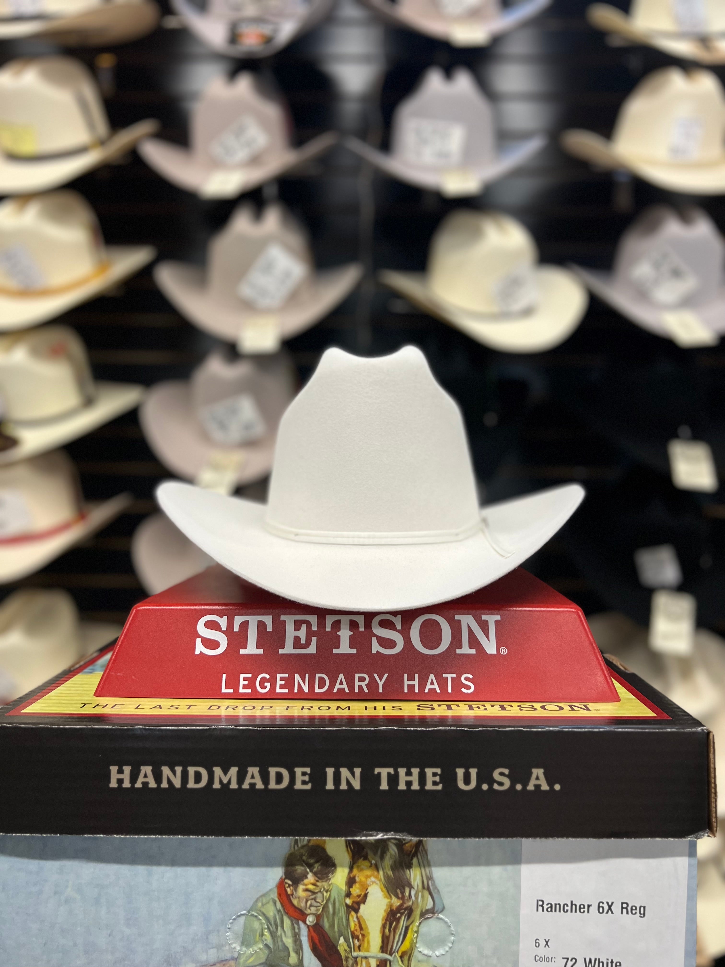 S.T 6x Rancher Premium White Cowboy Felt Hat Sinaloa (Copa Alta Falda/Brim 3.5")