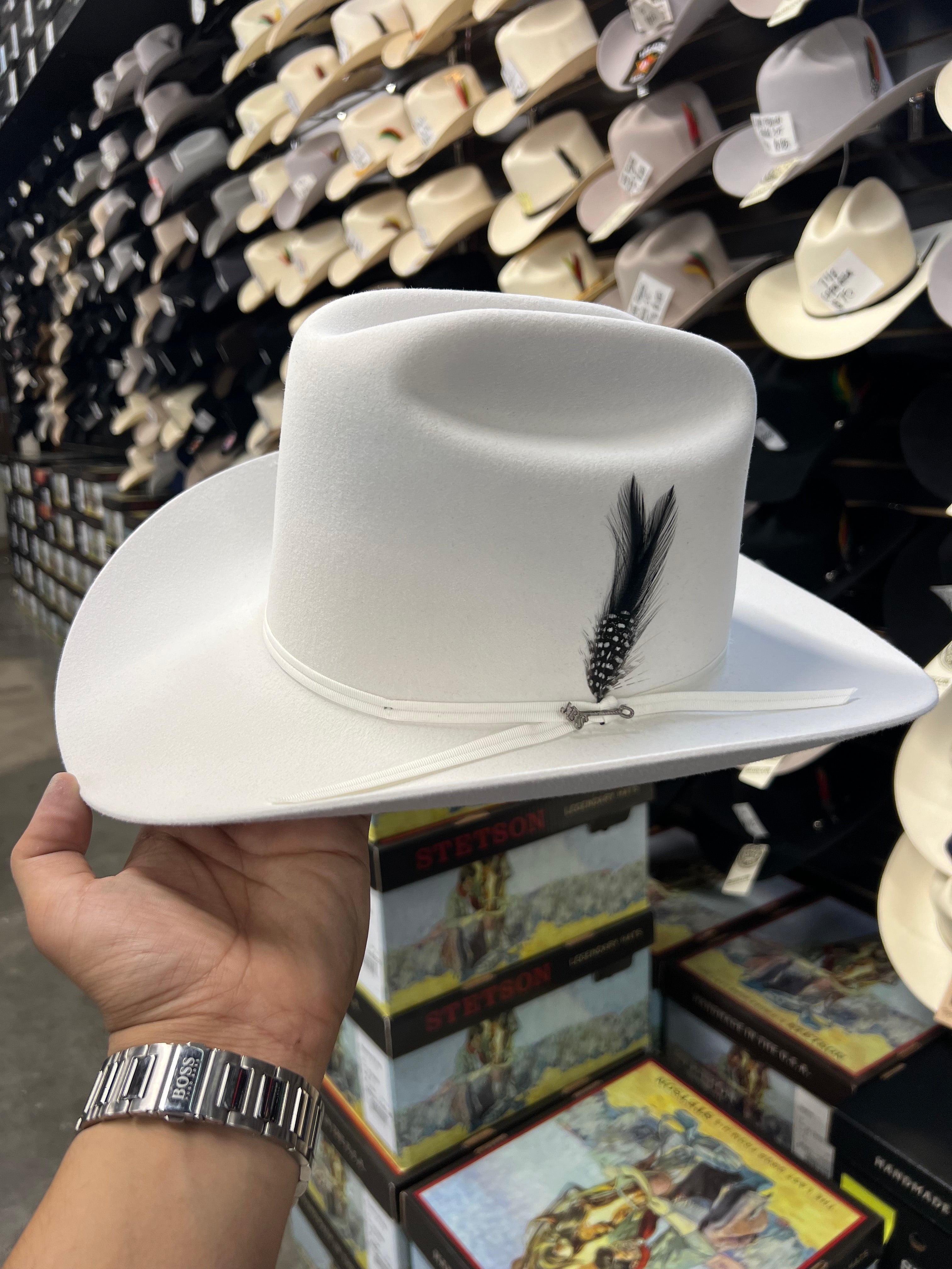 S.T 6x Rancher Premium White Cowboy Felt Hat Sinaloa (Copa Alta Falda/Brim 3.5")