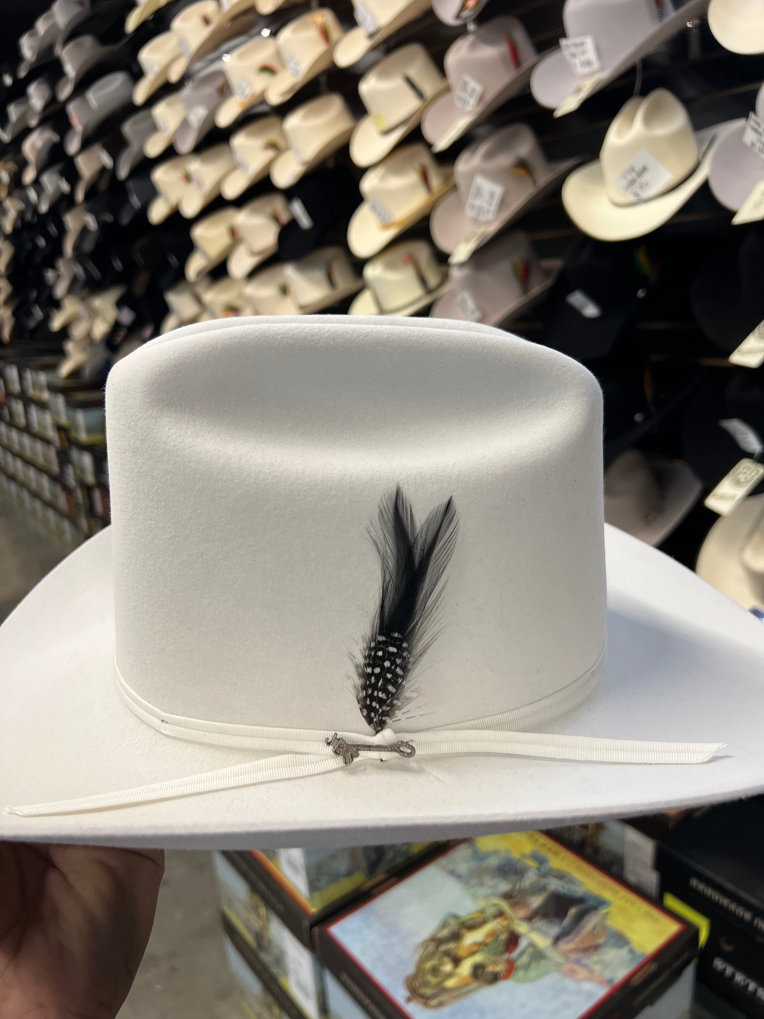 S.T 6x Rancher Premium White Cowboy Felt Hat Sinaloa (Copa Alta Falda/Brim 3.5")