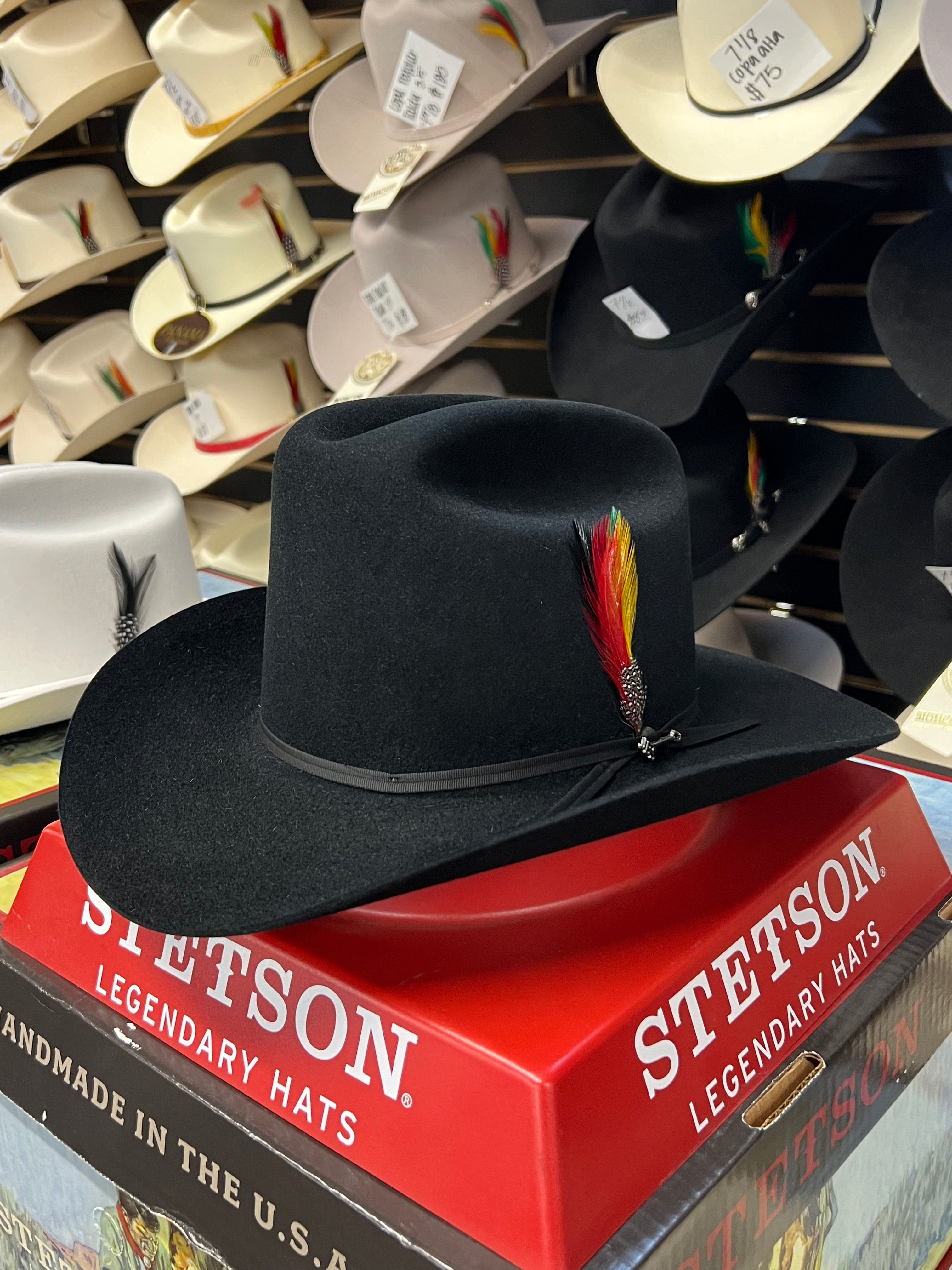 S.T 6x Rancher Black Cowboy Felt Hat Sinaloa (Copa Alta Falda/Brim 3.5")