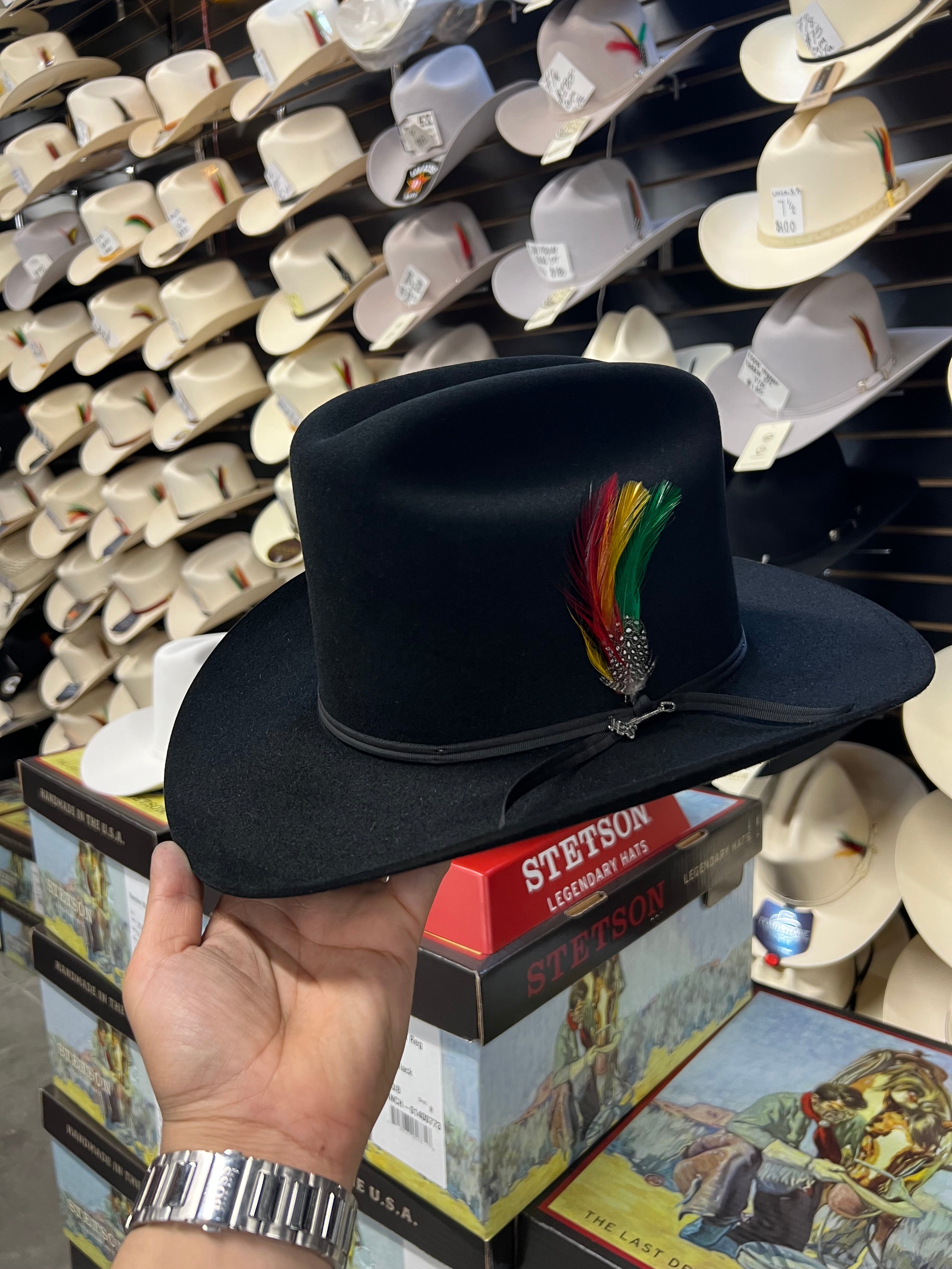 S.T 6x Rancher Black Cowboy Felt Hat Sinaloa (Copa Alta Falda/Brim 3")