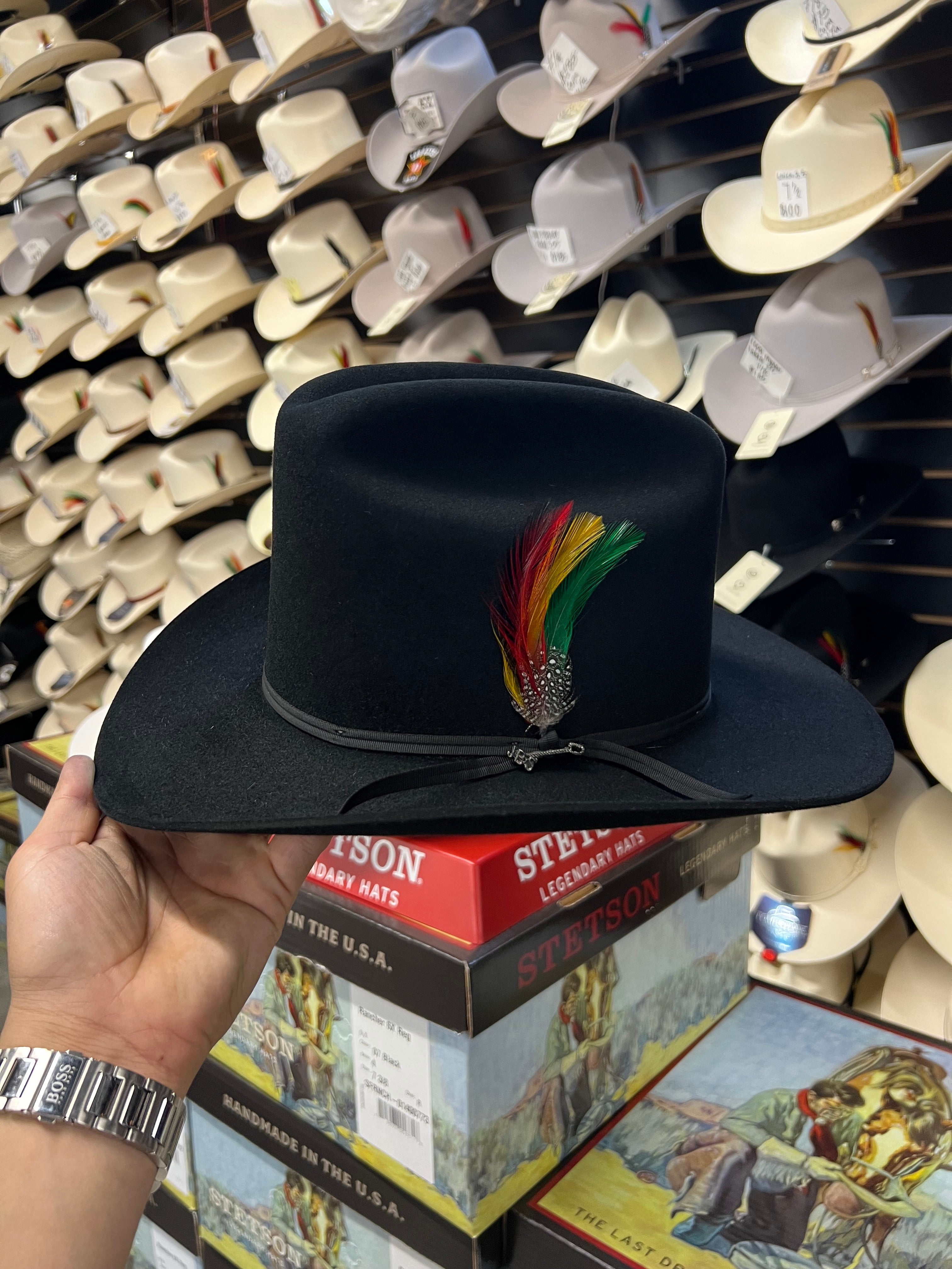 S.T 6x Rancher Black Cowboy Felt Hat Sinaloa (Copa Alta Falda/Brim 3")