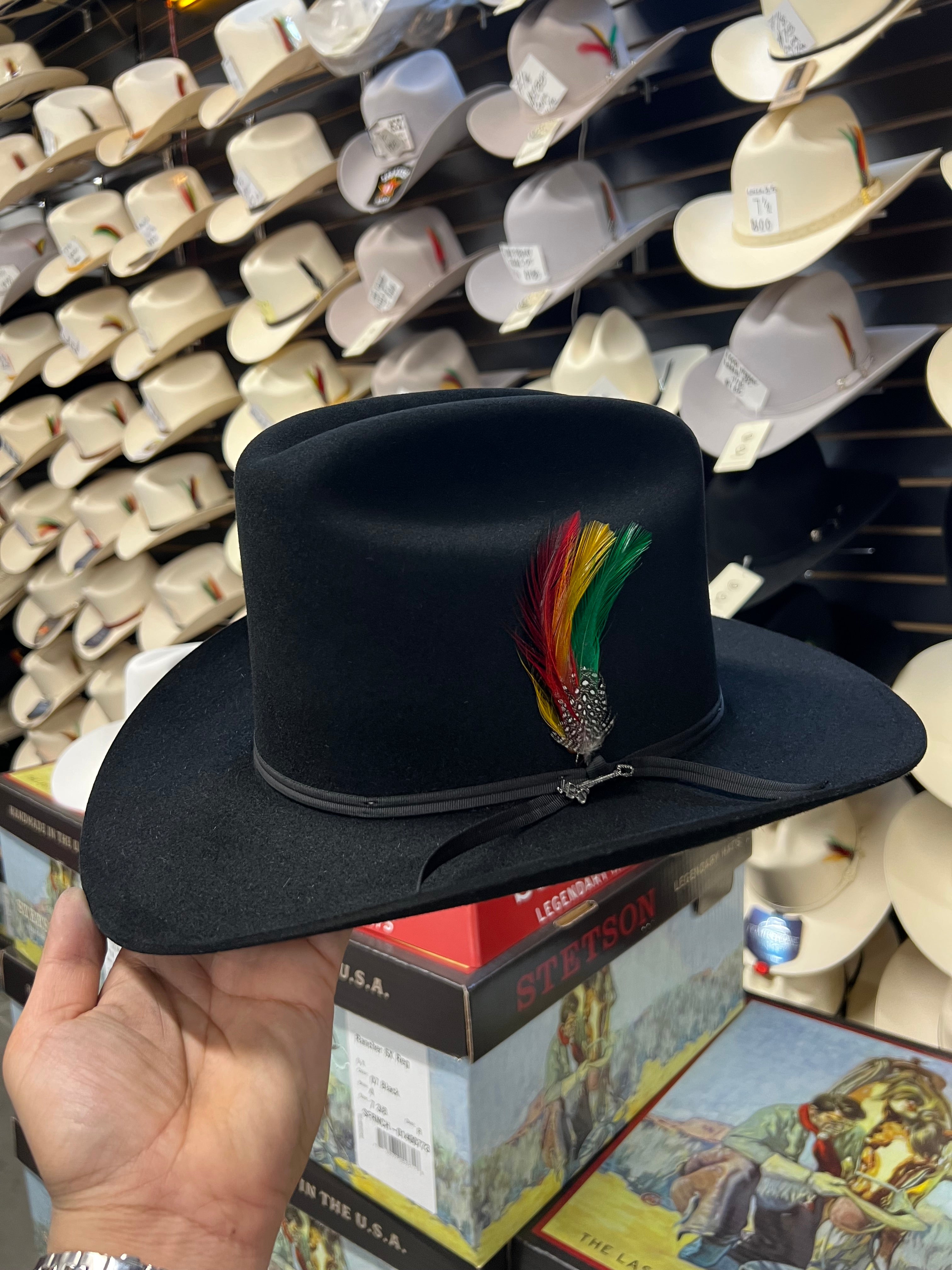 S.T 6x Rancher Black Cowboy Felt Hat Sinaloa (Copa Alta Falda/Brim 3")