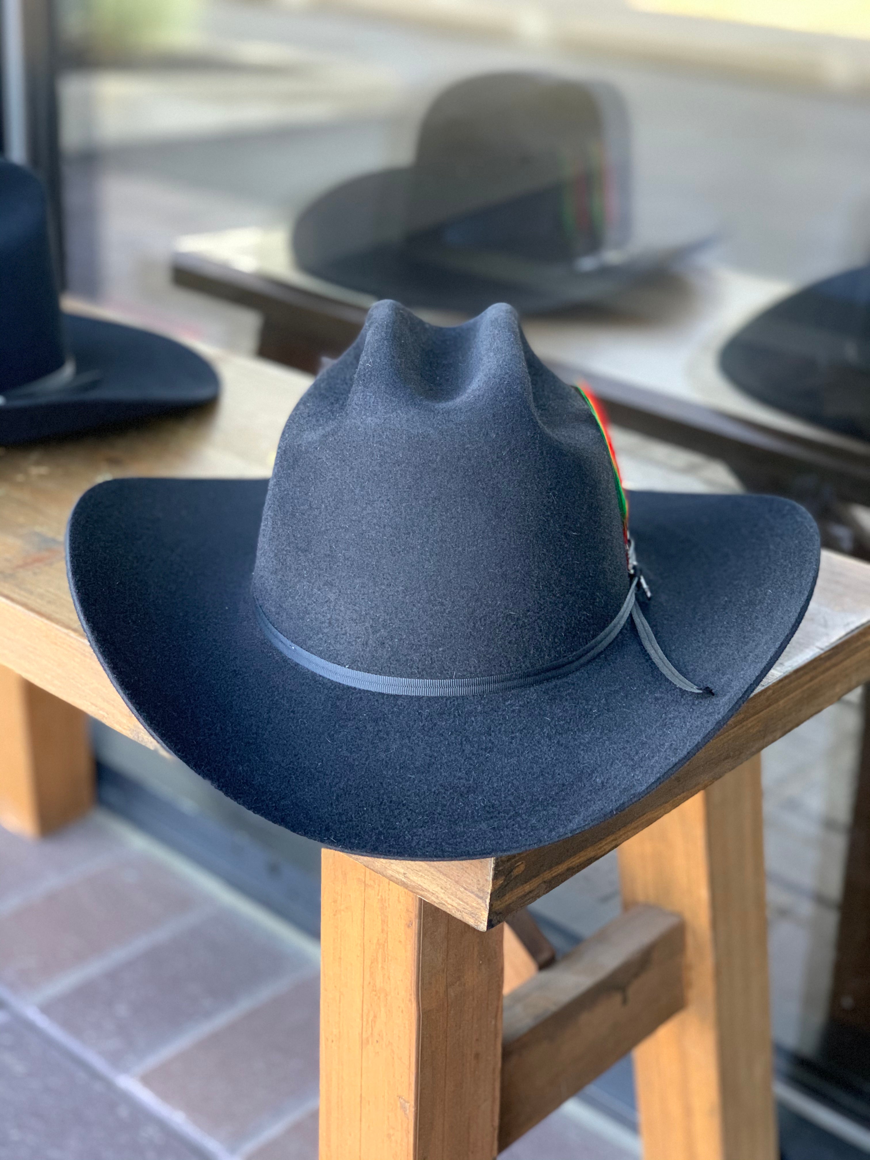 S.T 6x Spartan Black Cowboy Felt Hat Sinaloa (Copa Chica Falda/Brim 3.5")