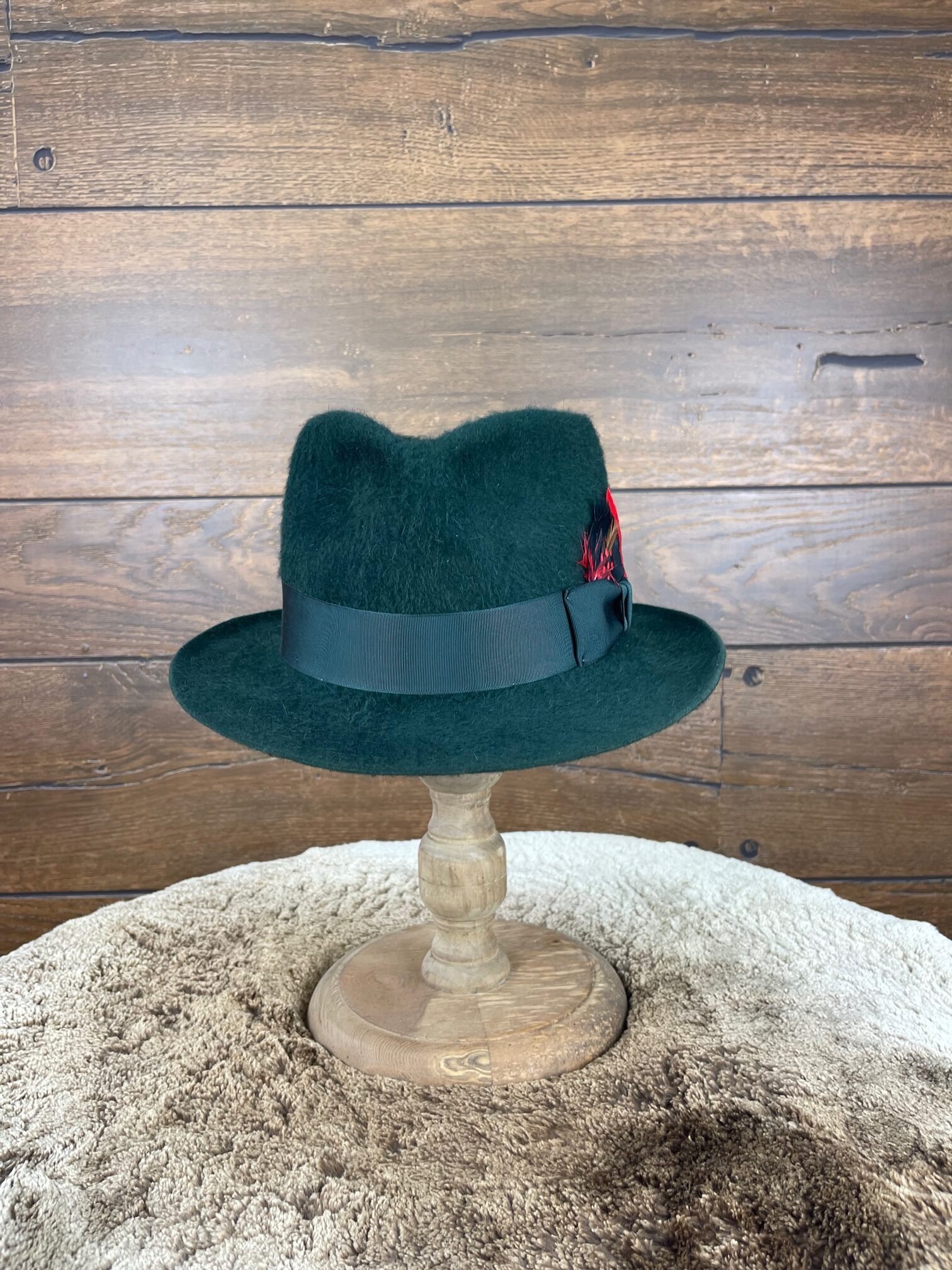 Forest Green Shag  Diamond Fedora 