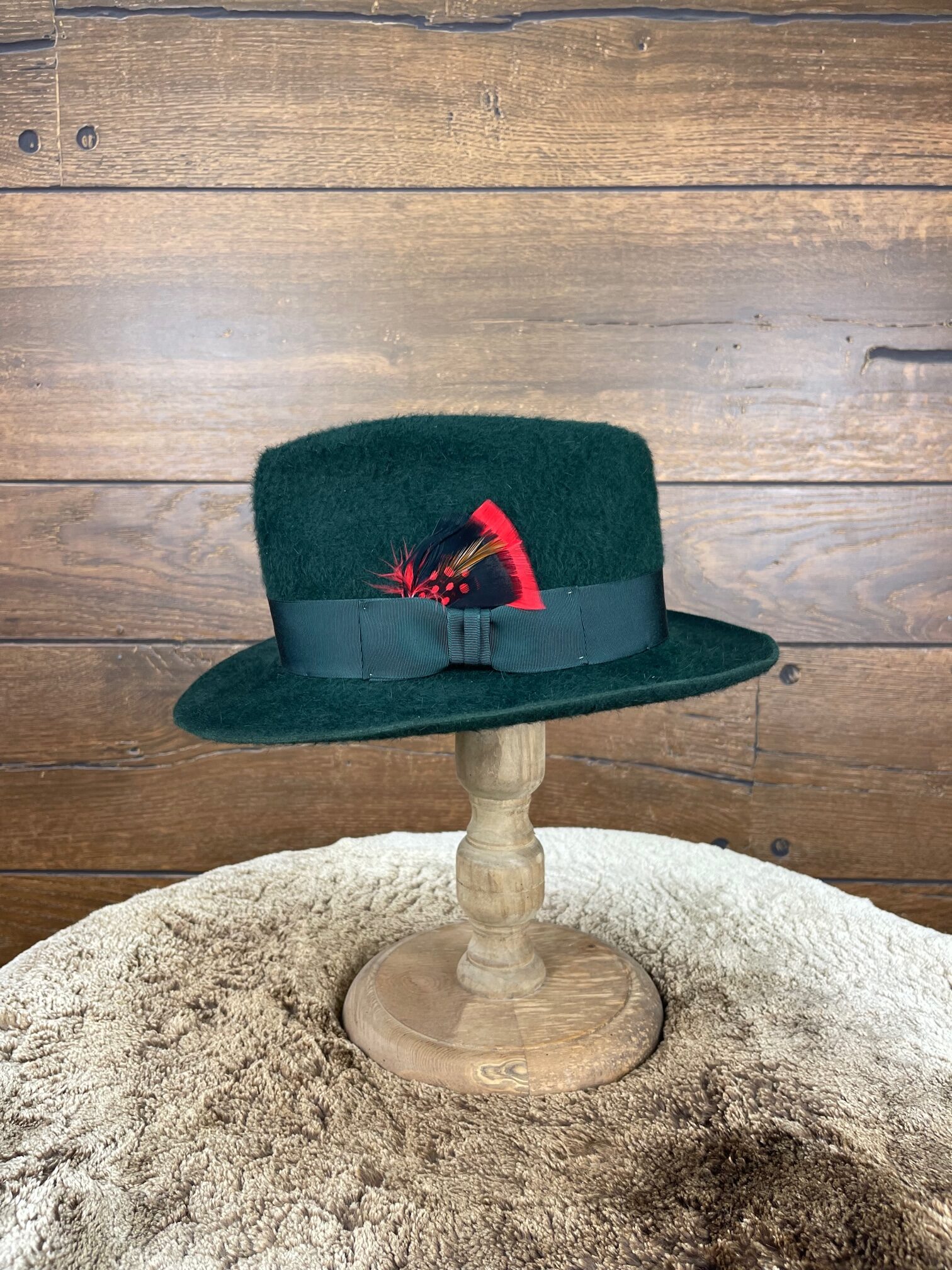 Forest Green Shag  Diamond Fedora 