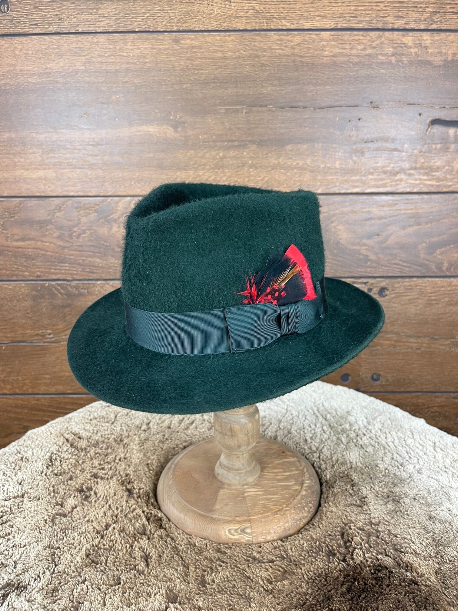 Forest Green Shag  Diamond Fedora 