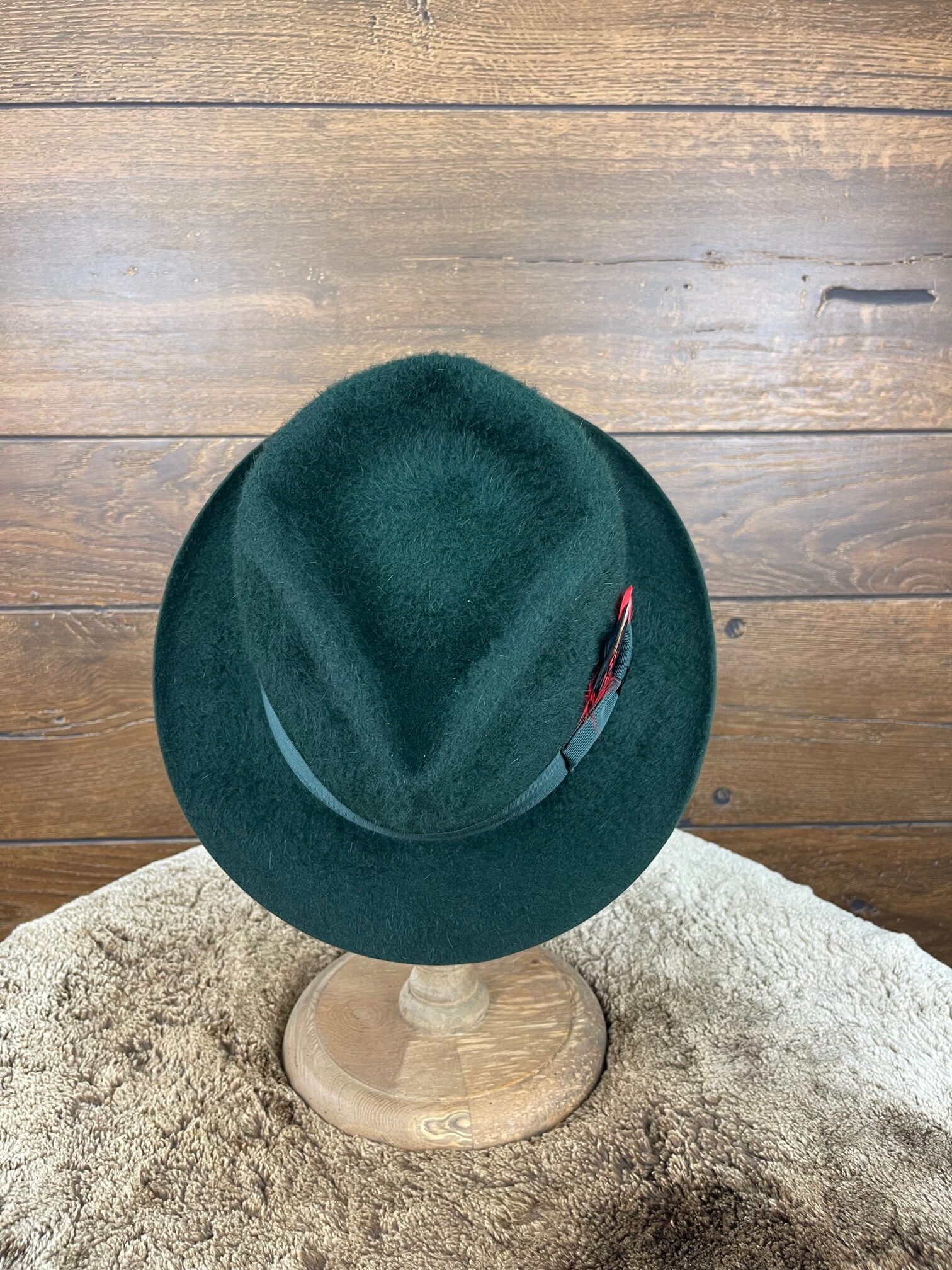 Forest Green Shag  Diamond Fedora 