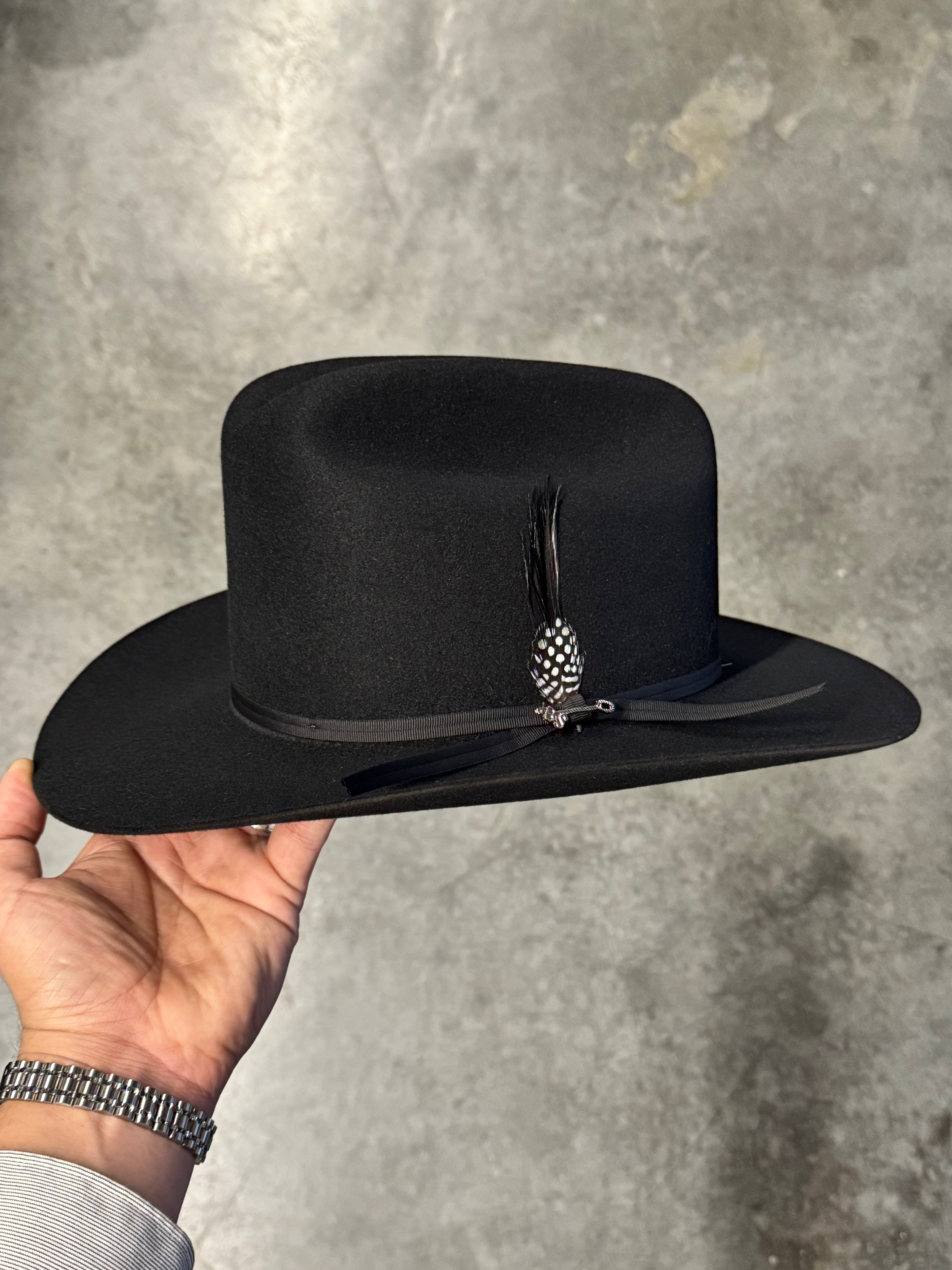 S.T 6x Spartan Black Cowboy Felt Hat Sinaloa (Copa Chica Falda/Brim 3")