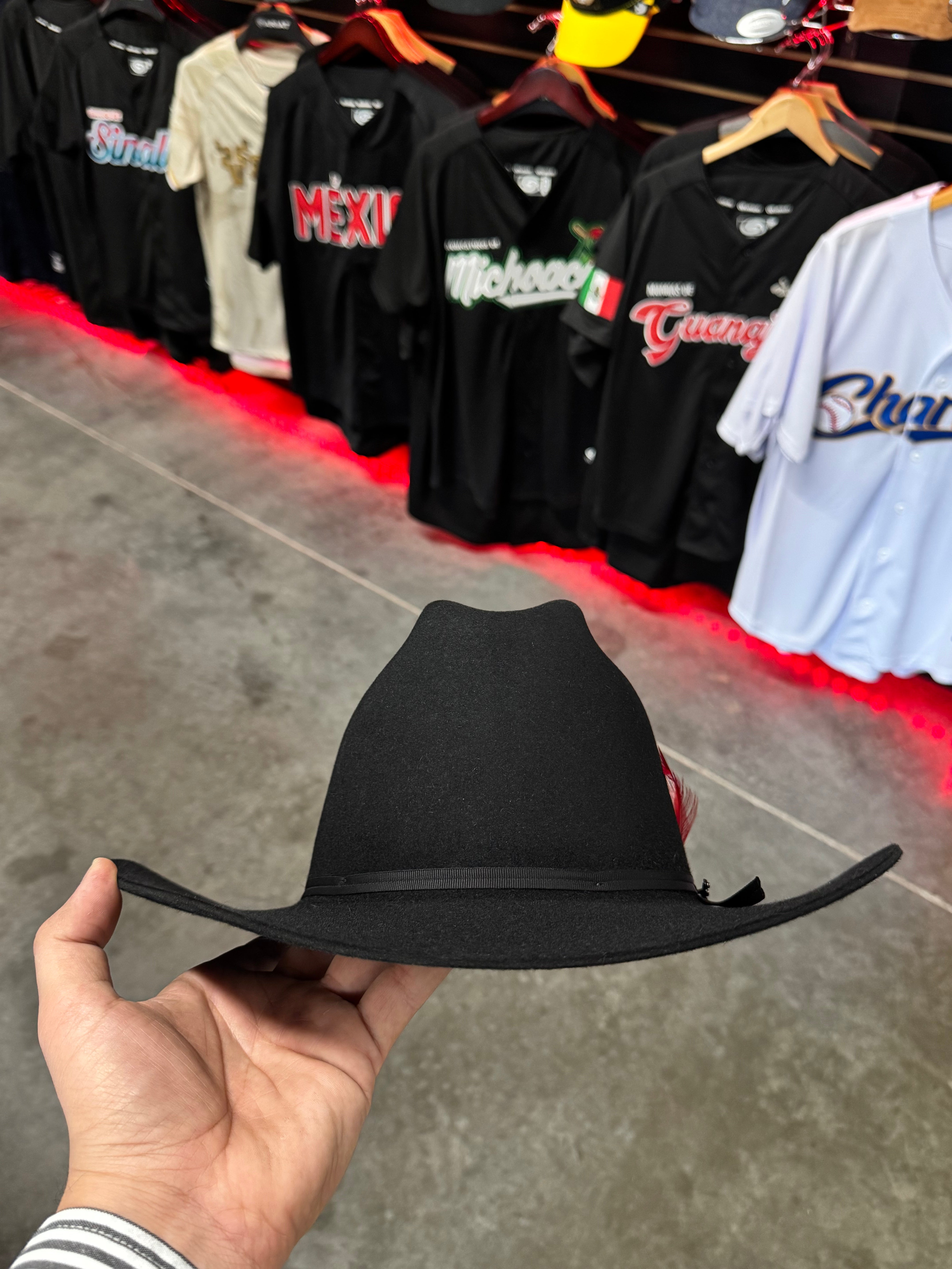 S.T 6x Spartan Black Cowboy Felt Hat Sinaloa (Copa Chica Falda/Brim 3.5") (DIAMANTE ROJA)