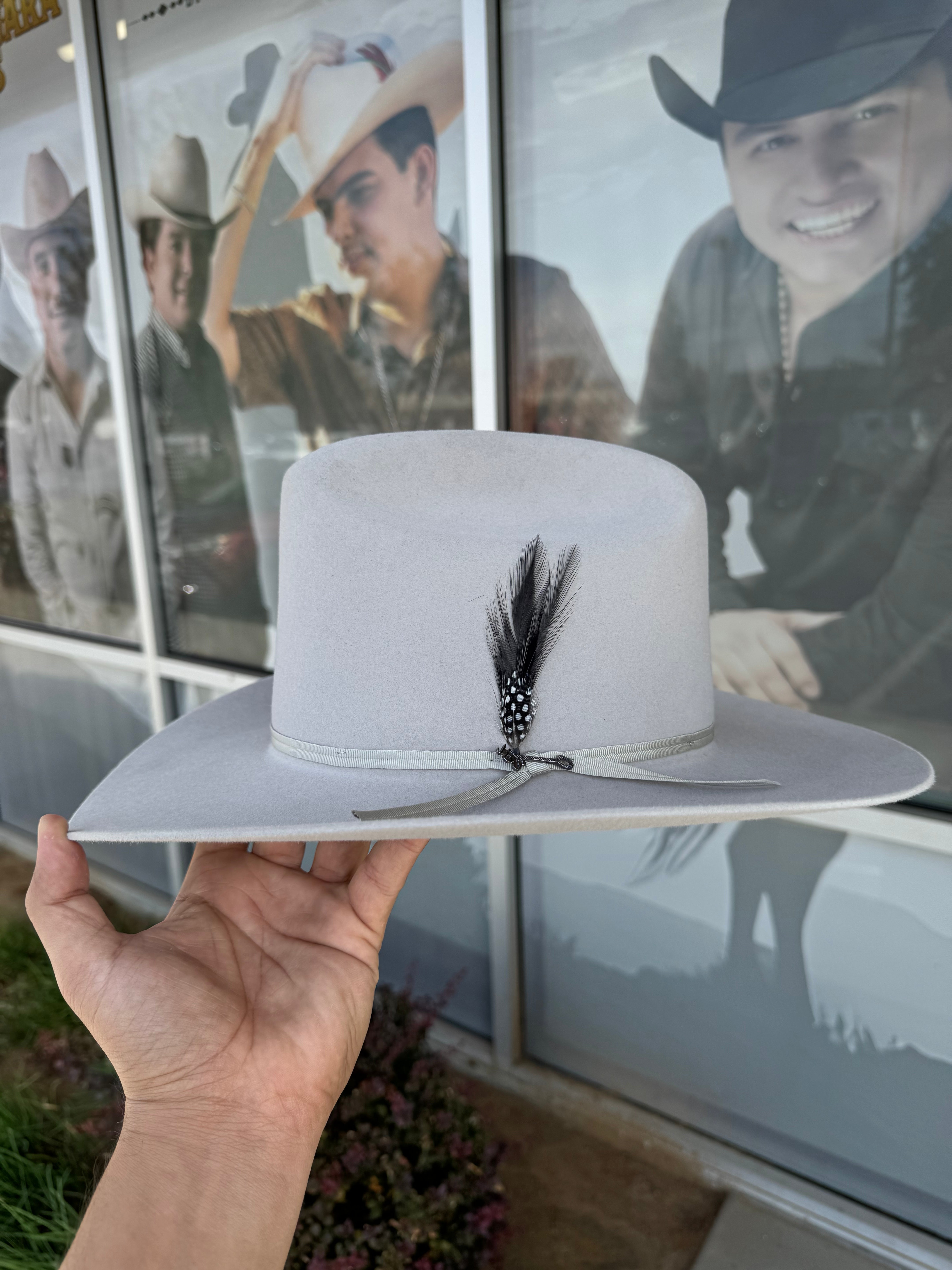 S.T 6x Rancher Silver Grey Cowboy Felt Hat Sinaloa (Copa Alta Falda/Brim 3.5")