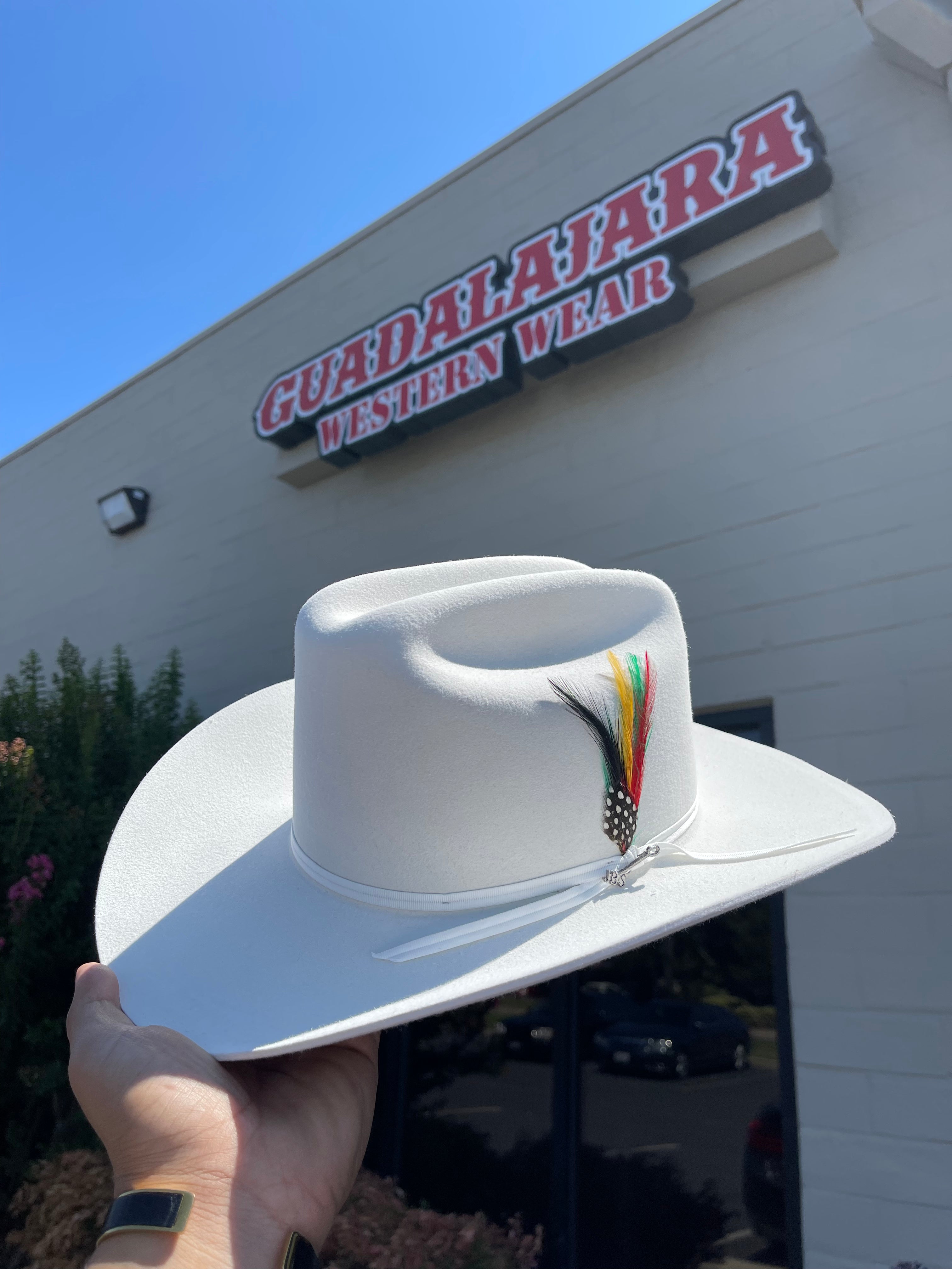 S.T 6x Spartan Premium White Cowboy Felt Hat Sinaloa (Copa Chica Falda/Brim 3.5")