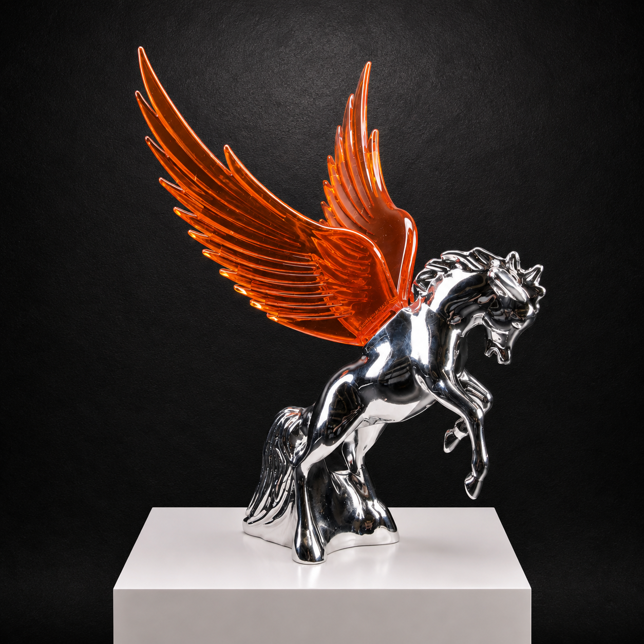 Chrome Fighting Stallion Hood Ornament