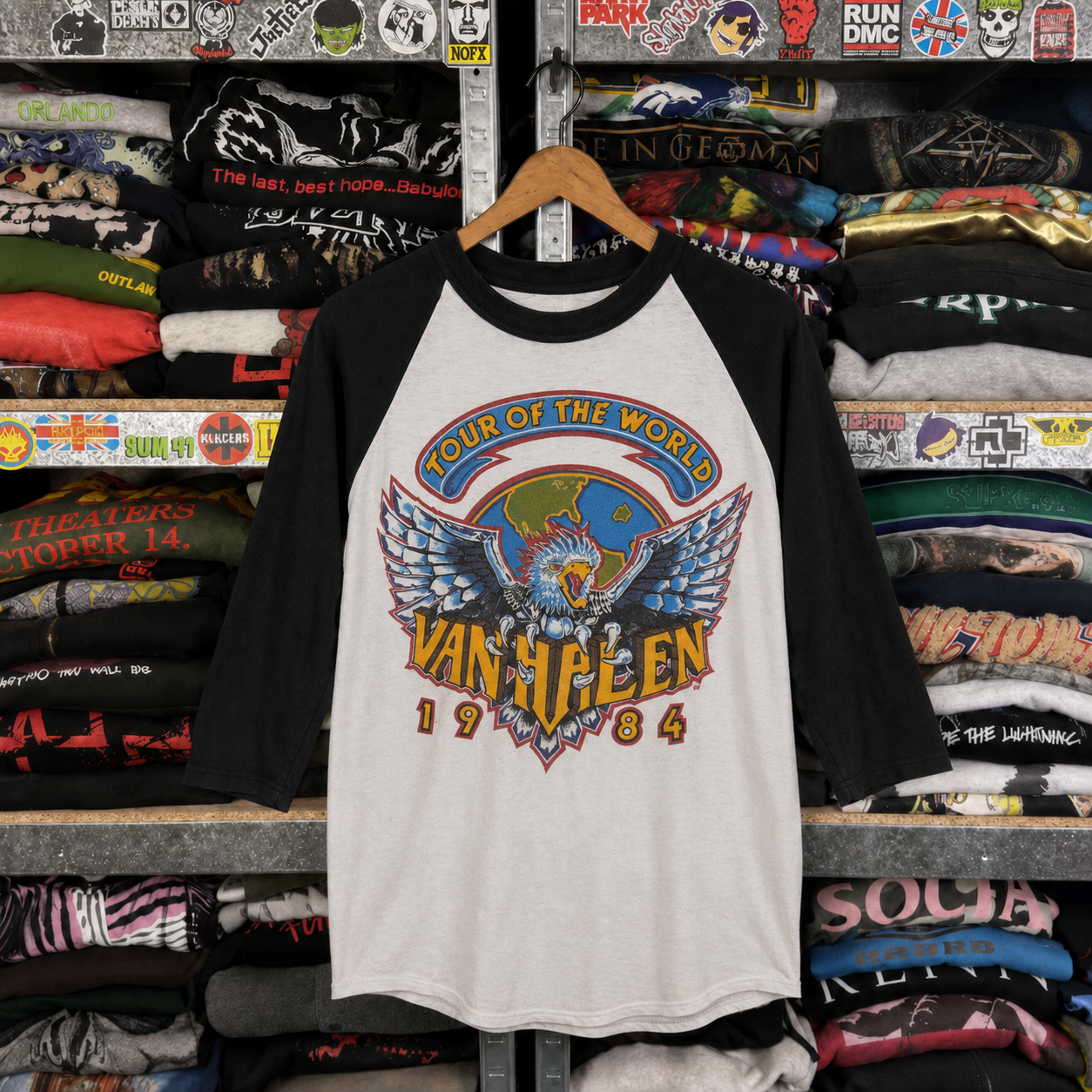 Rare Hard To Find Vintage Van Halen Raglan T-Shirt, Nearly Sold Out Collectors Piece