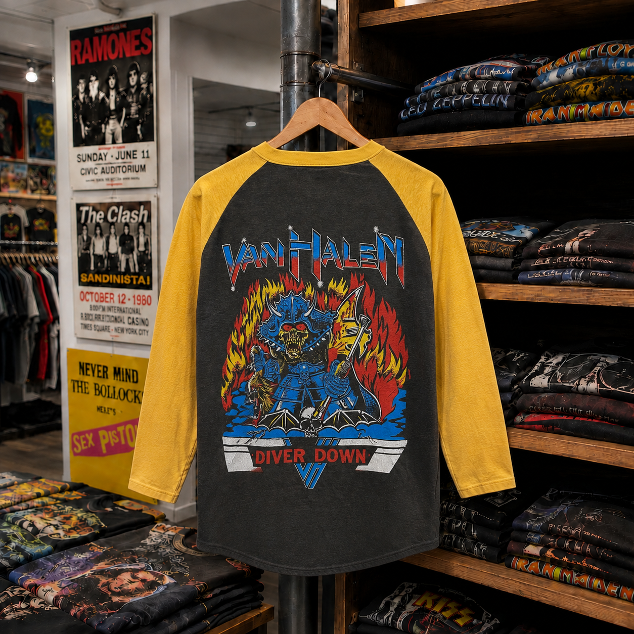 Rare Hard To Find Vintage Van Halen Raglan T-Shirt, Nearly Sold Out Collectors Piece