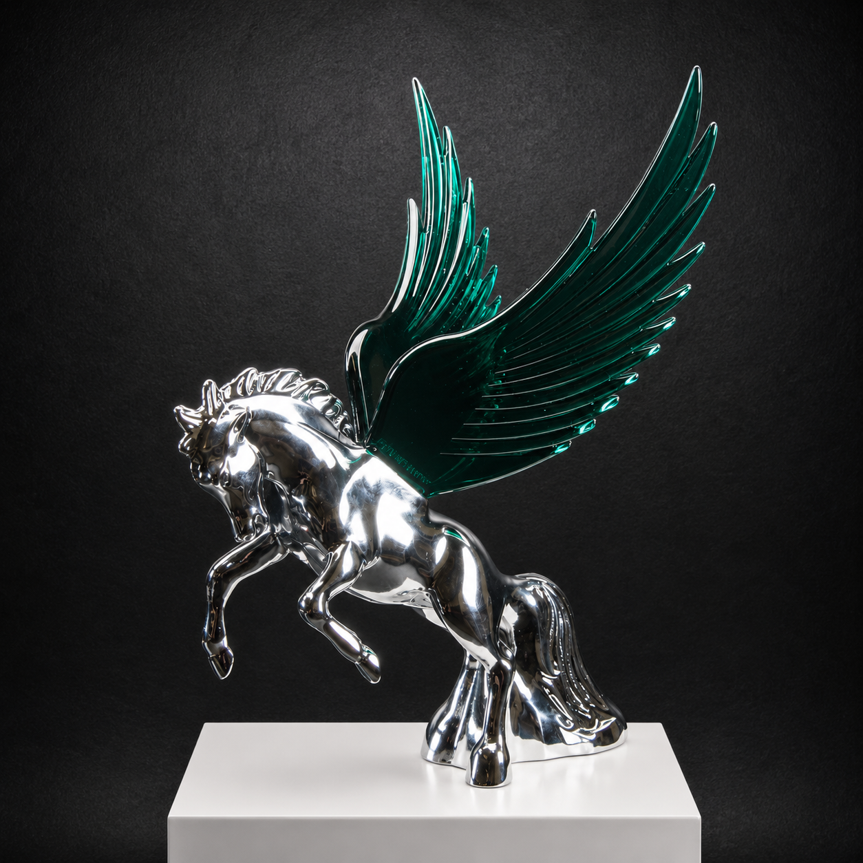 Chrome Fighting Stallion Hood Ornament