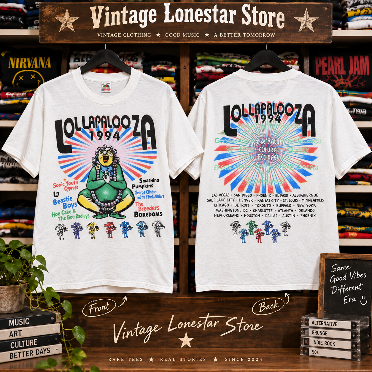 Vintage Lollapalooza 1991 Tour T-Shirt – 90s Alternative Rock Festival Tee
