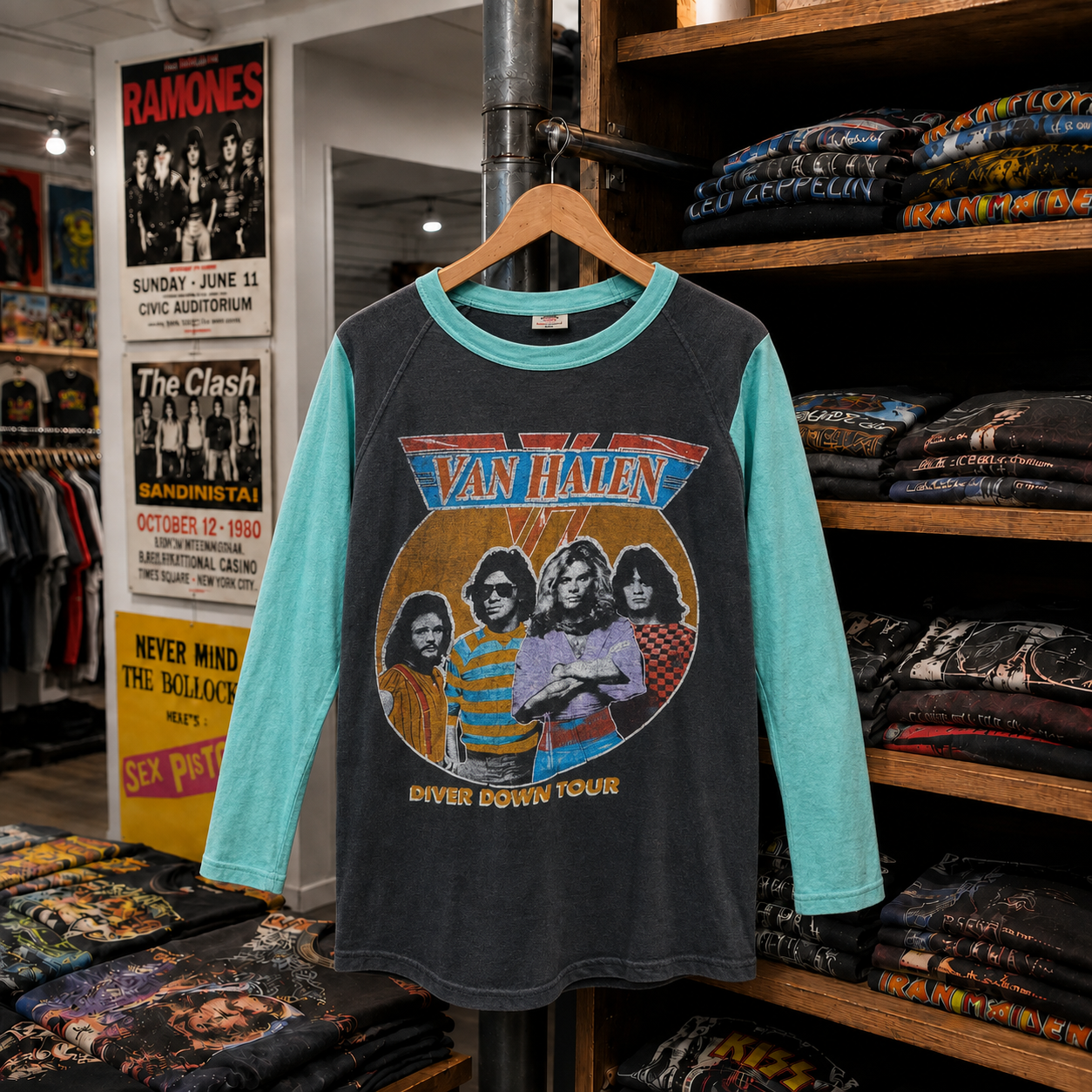 Rare Hard To Find Vintage Van Halen Raglan T-Shirt, Nearly Sold Out Collectors Piece