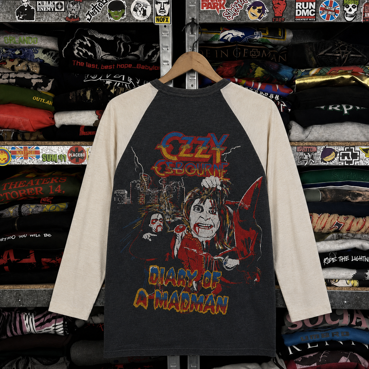 Rare Hard To Find Vintage Ozzy Osbourne Raglan Shirt, Nearly Sold Out Collectors Piece