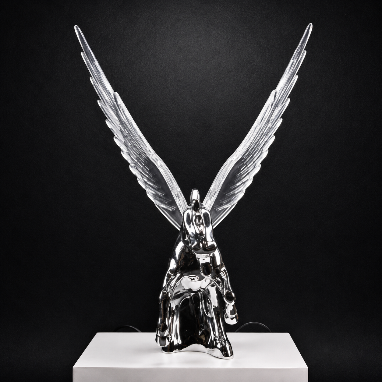 Chrome Fighting Stallion Hood Ornament