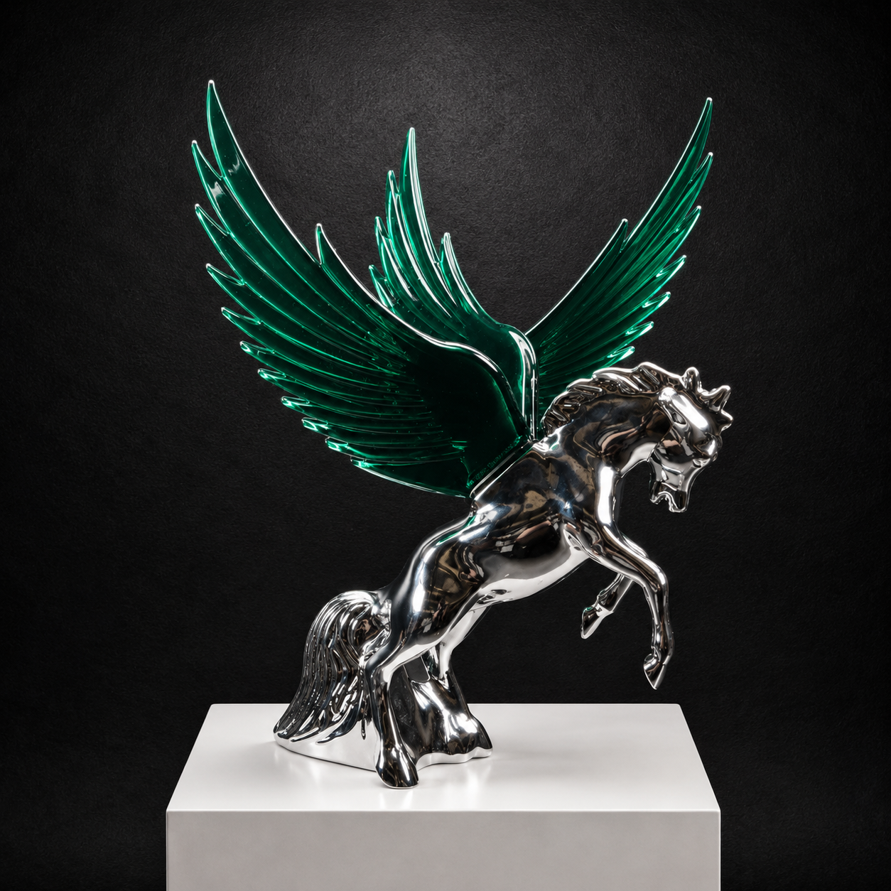 Chrome Fighting Stallion Hood Ornament