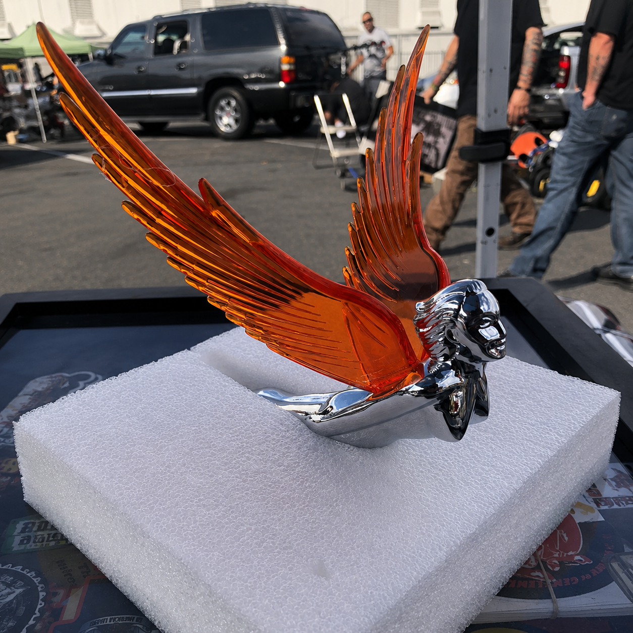 Chrome Fighting Stallion Hood Ornament