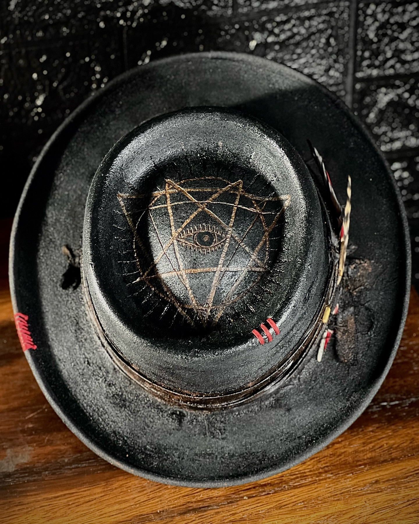 Black Telescope Hat with Oiled Distressed Finish