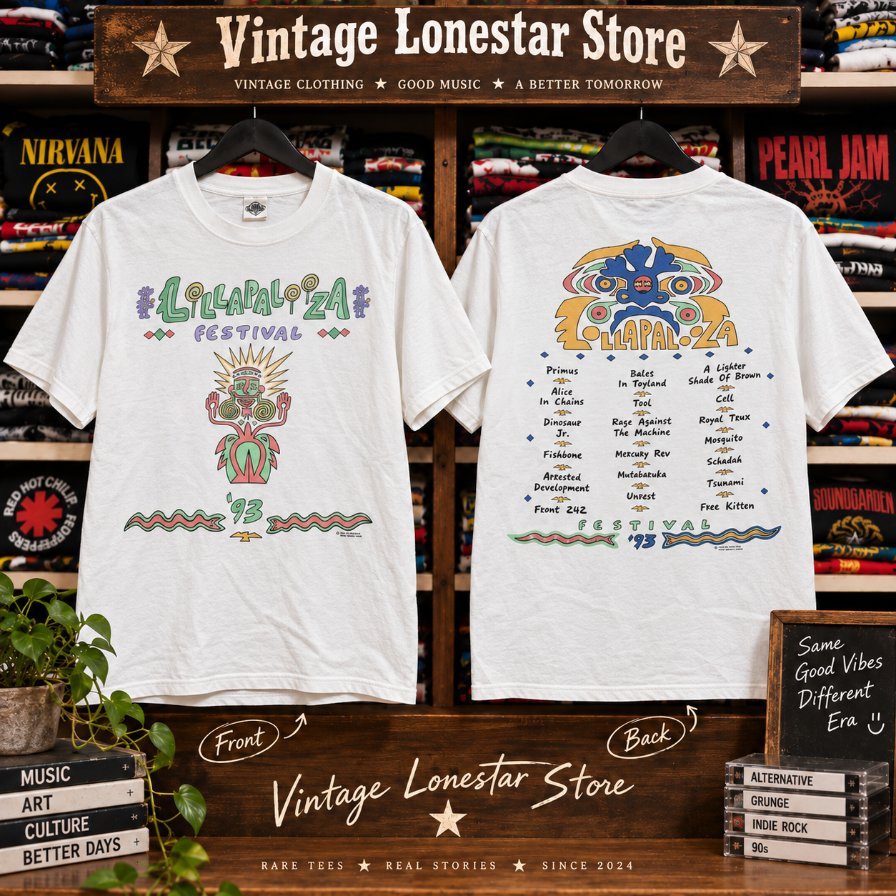 Vintage Lollapalooza 1991 Tour T-Shirt – 90s Alternative Rock Festival Tee