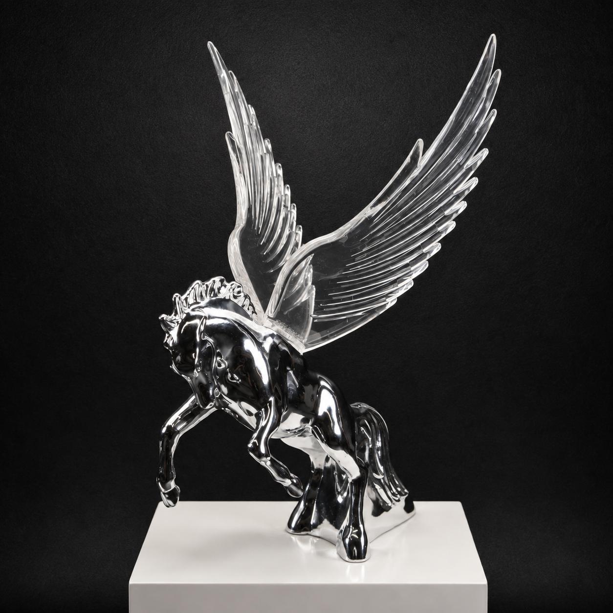 Chrome Fighting Stallion Hood Ornament