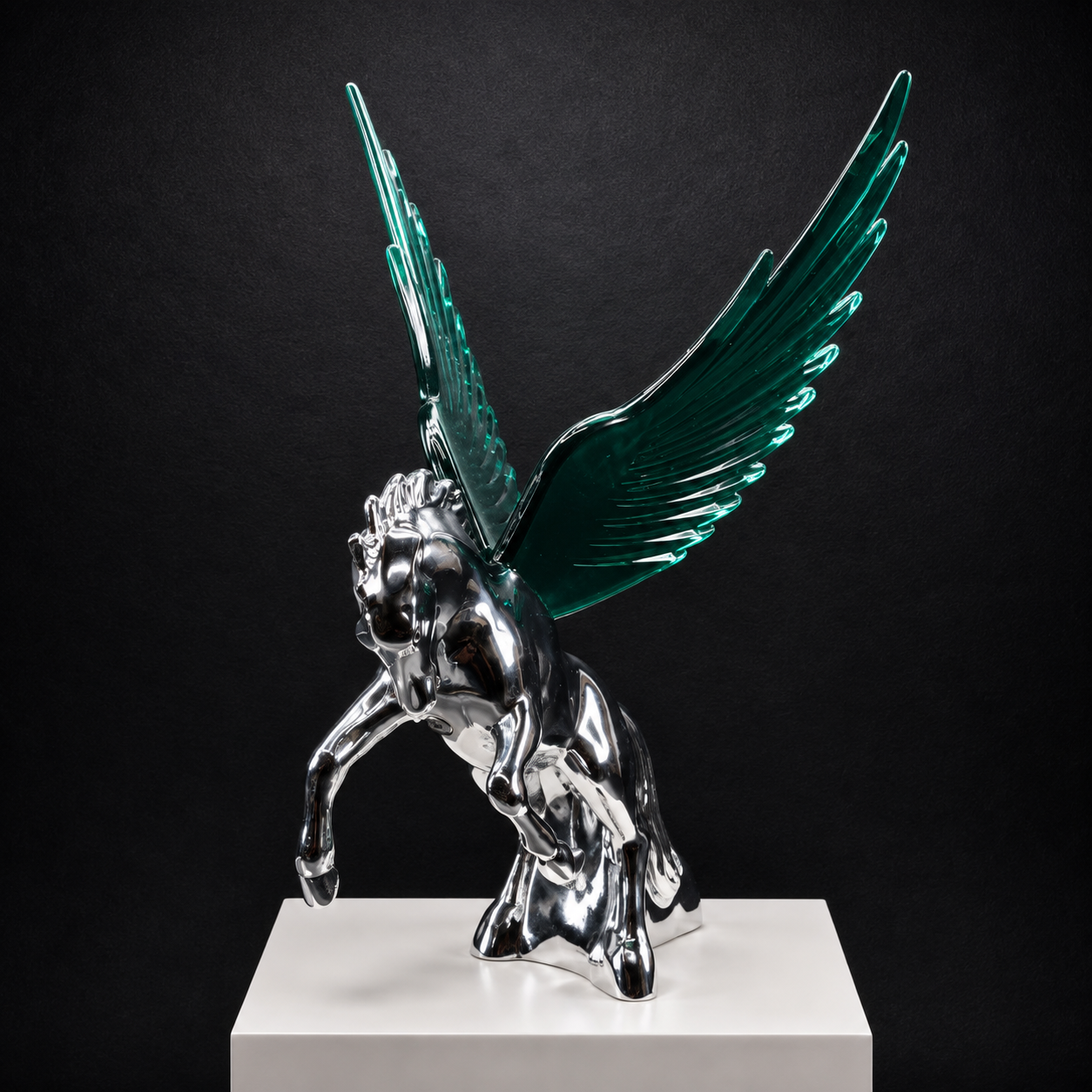 Chrome Fighting Stallion Hood Ornament