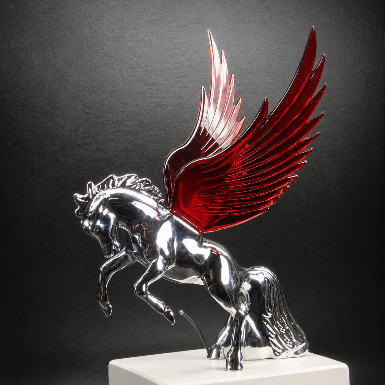 Chrome Fighting Stallion Hood Ornament