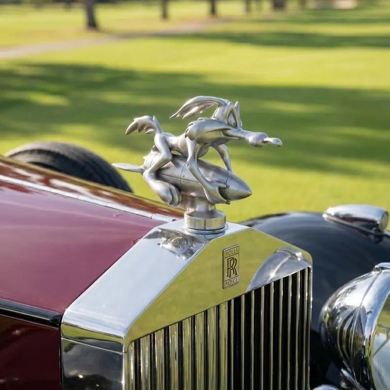 Wile E. Coyote ACME Rocket Hood Ornament – Matte Silver Car Mascot
