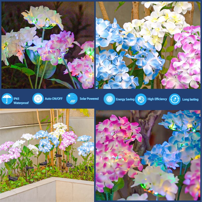 💐Summer Hot Sale 49% OFF--Solar Hydrangea Flower Light With 3 Head
