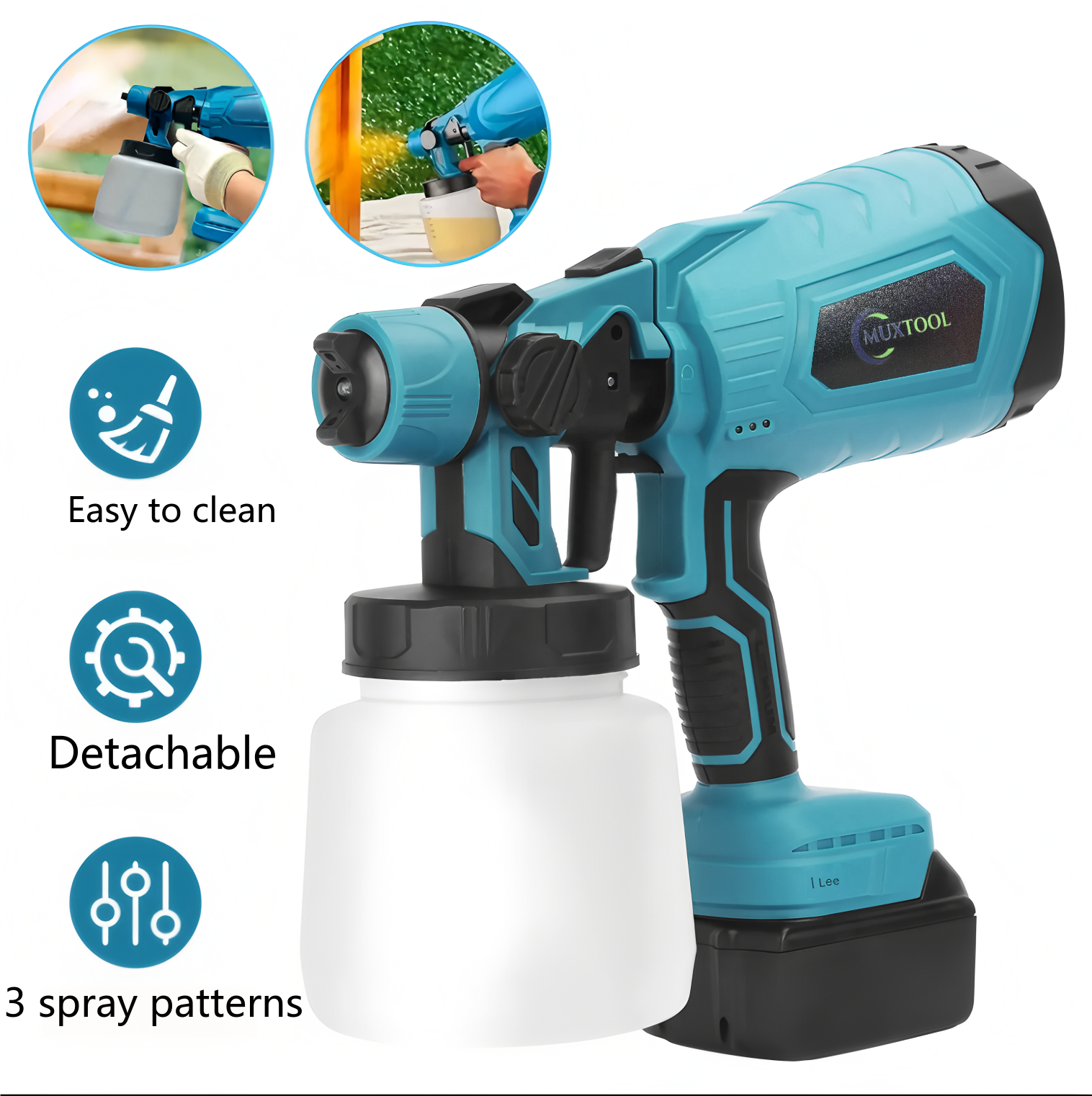 High-pressure cordless paint sprayer with 2 batteries