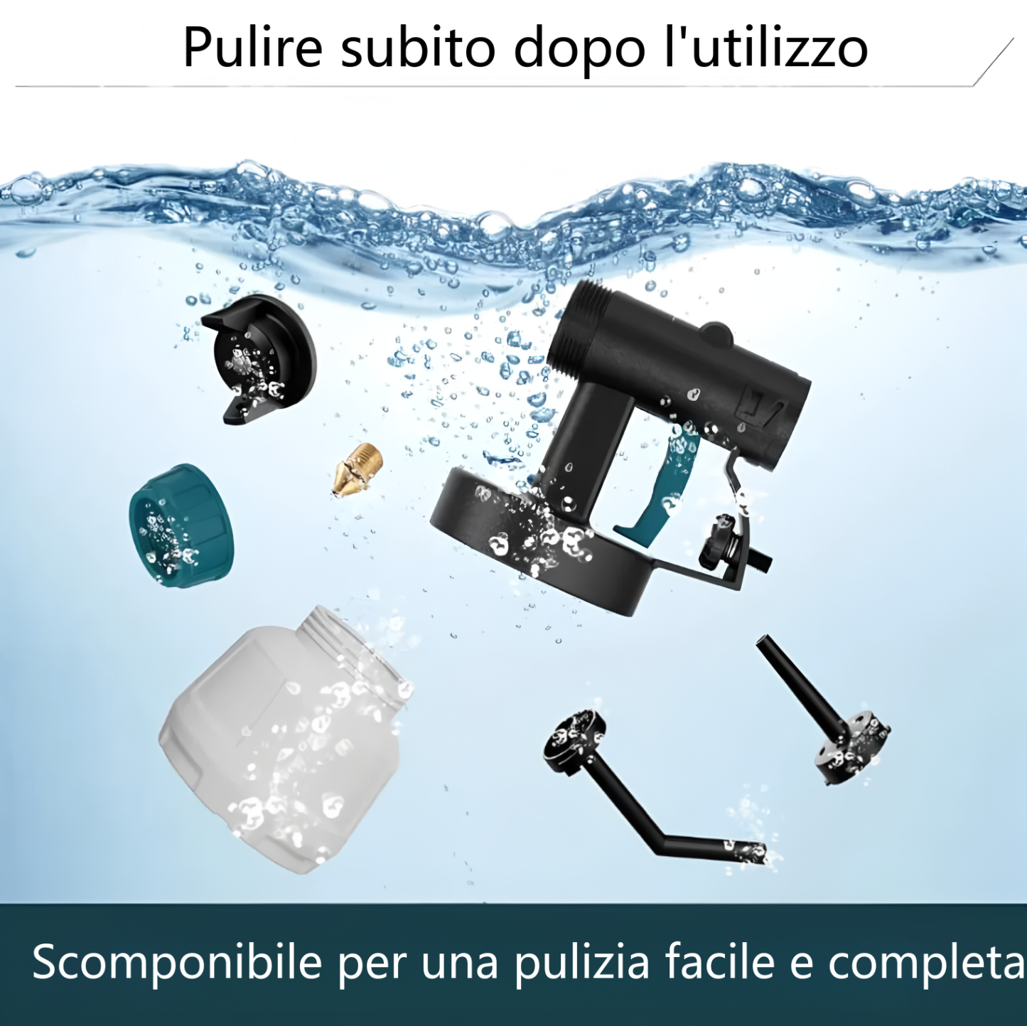 Pistola senza filo con 2 batterie, per verniciare case, mobili e un completo arredamento domestico.