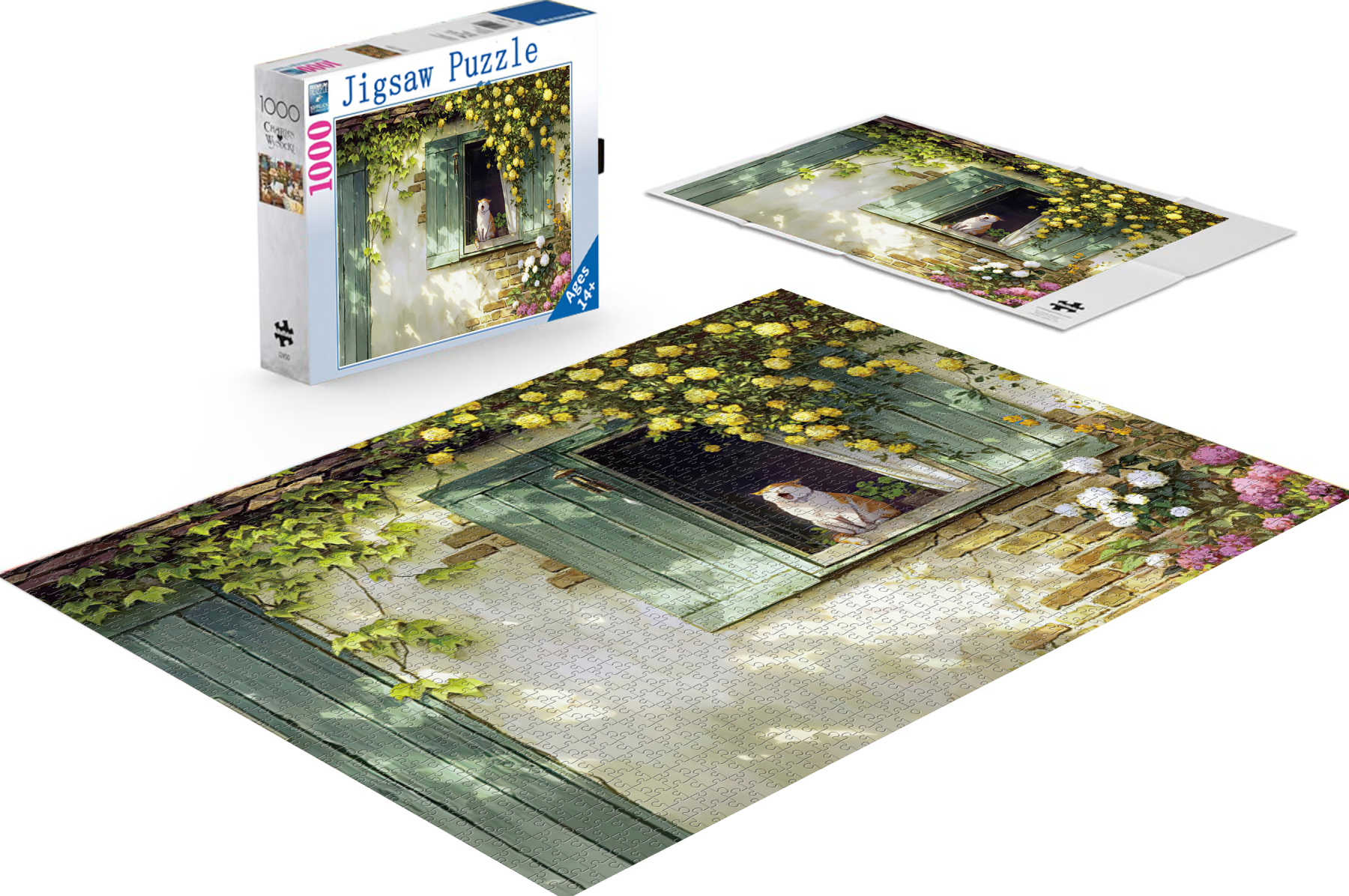 1000-piece puzzle - cat on the window