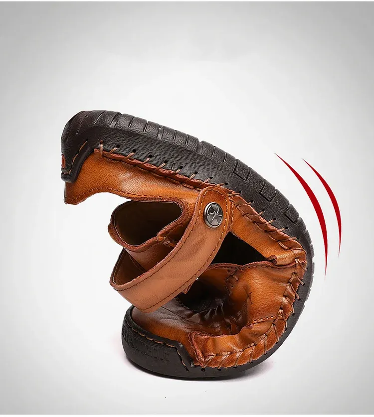 BEQUEME, WEICHE SOHLE, RUTSCHFESTE, MULTIFUNKTIONALE LEDERSANDALEN FÜR HERREN