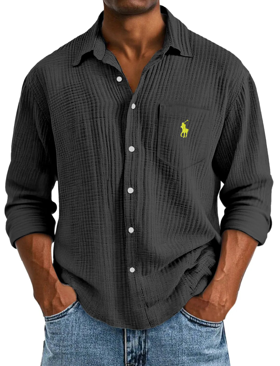 🔥Men's Casual Loose And Comfortable Textured Short-sleeved Shirt🔥