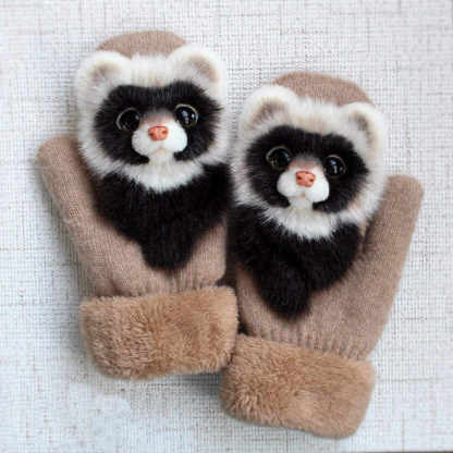 HAND-KNITTED ANIMAL MITTENS