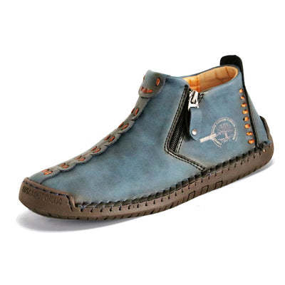 MEN HAND STITCHING LEATHER NON-SLIP CASUAL ANKLE BOOTS