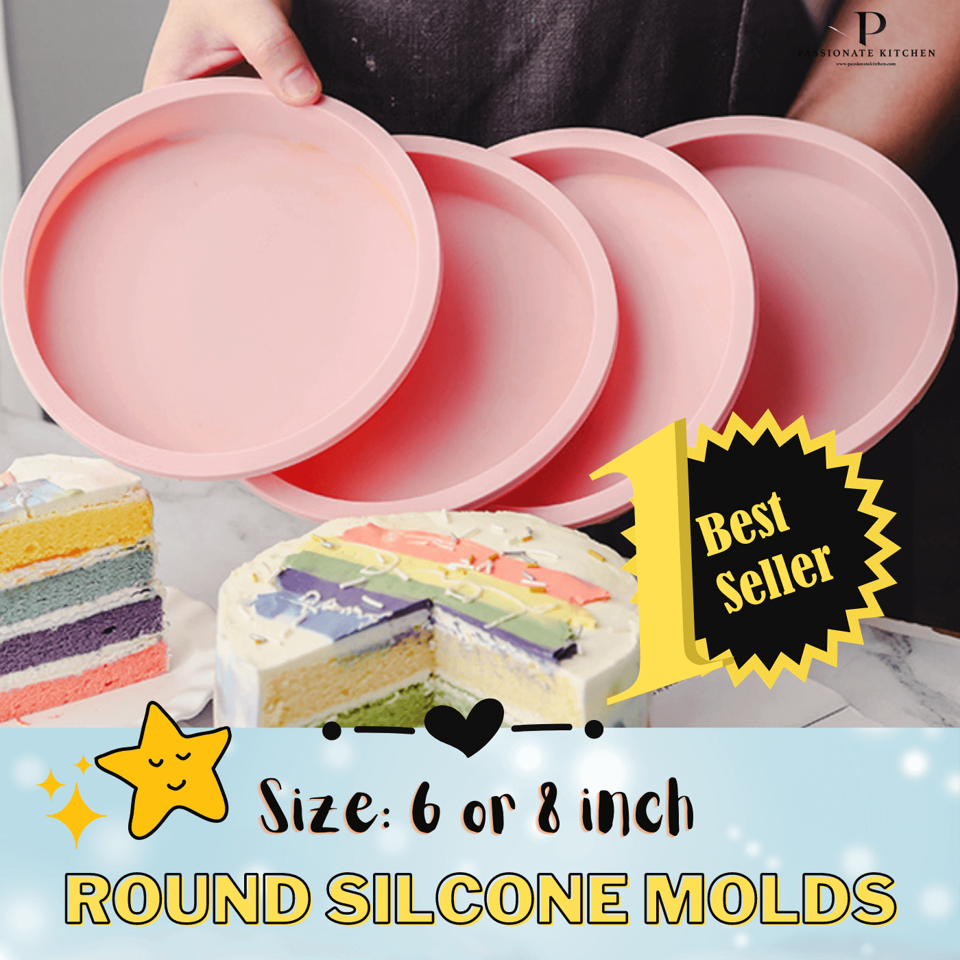 Best-Selling Non-Stick Easy Cake Layer Silicone Cake Molds!