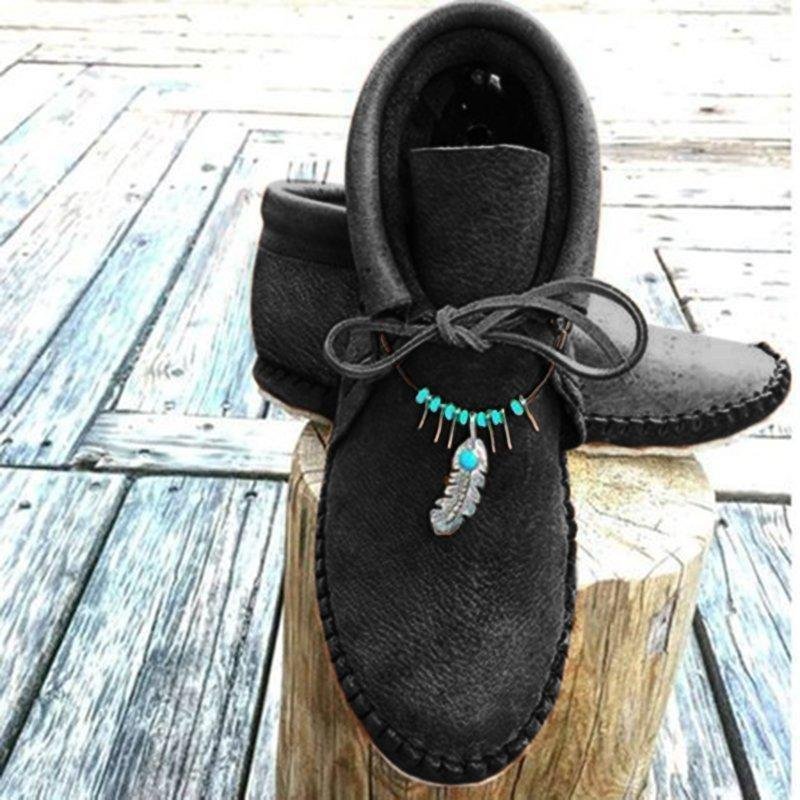 Italian Handmade Women Leather Flat Heel Boots