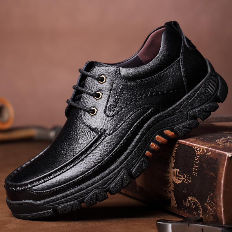 Men’s Cow Leather Waterproof Comfy Non Slip Soft Slip On Casual Shoes
